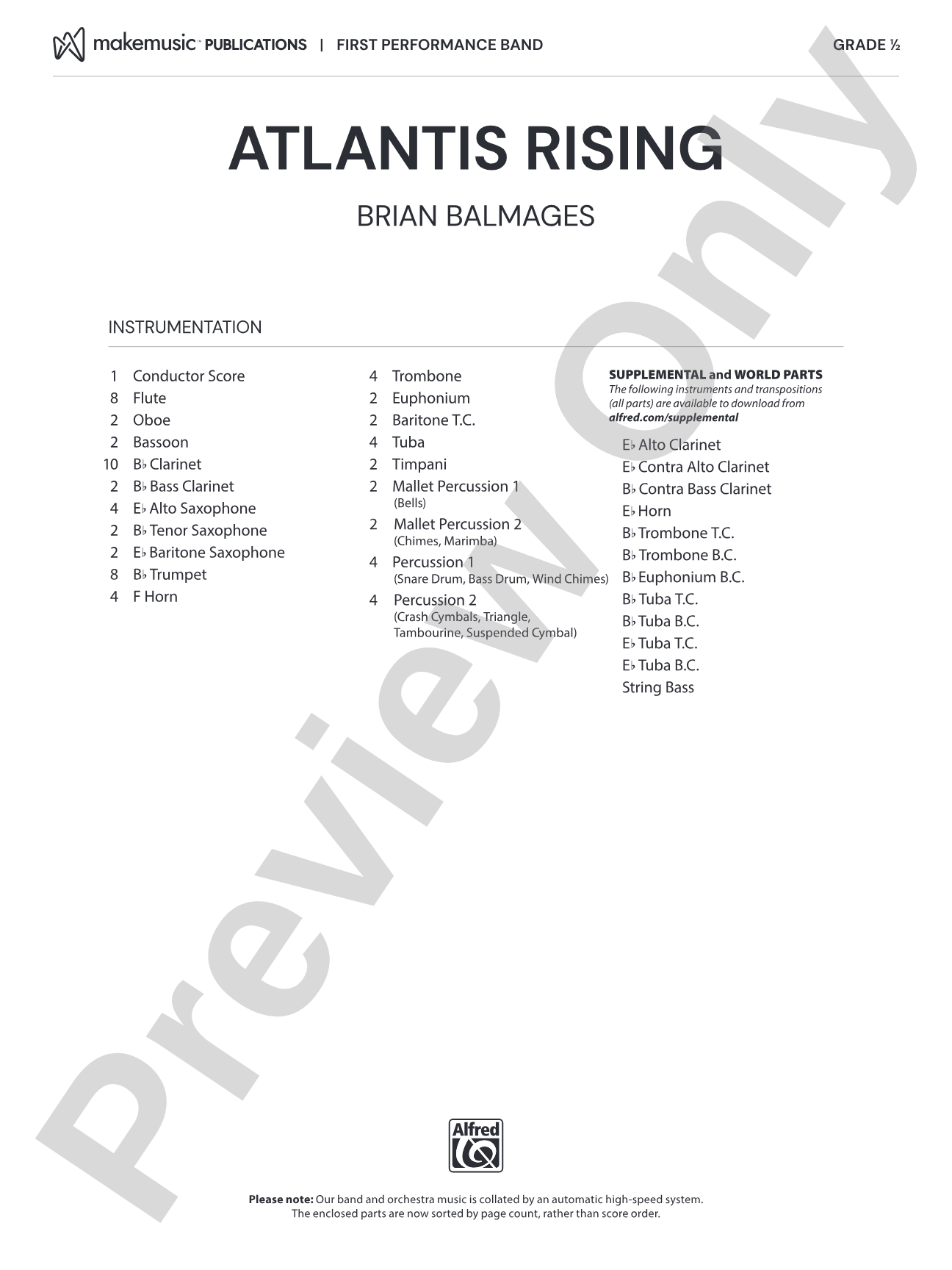 Atlantis Rising: Concert Band Conductor Score & Parts