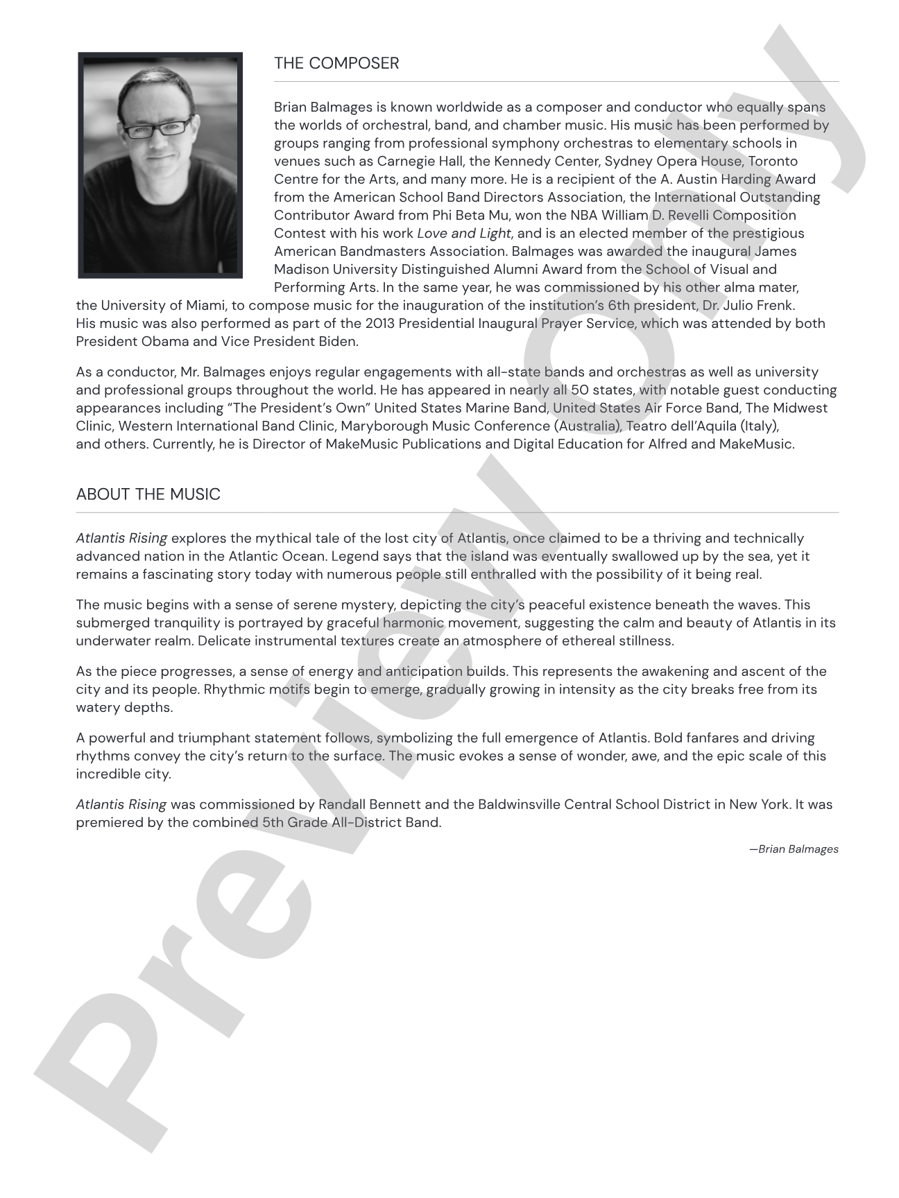 Atlantis Rising: Concert Band Conductor Score & Parts
