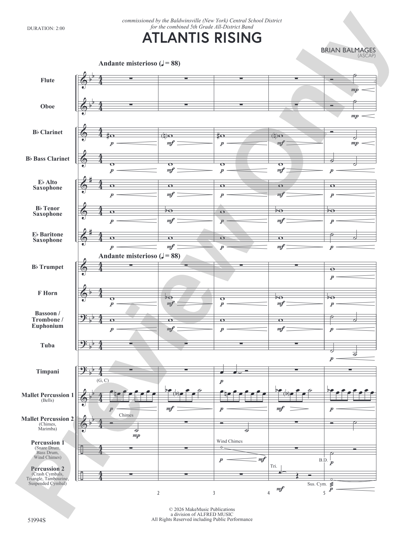 Atlantis Rising: Concert Band Conductor Score & Parts