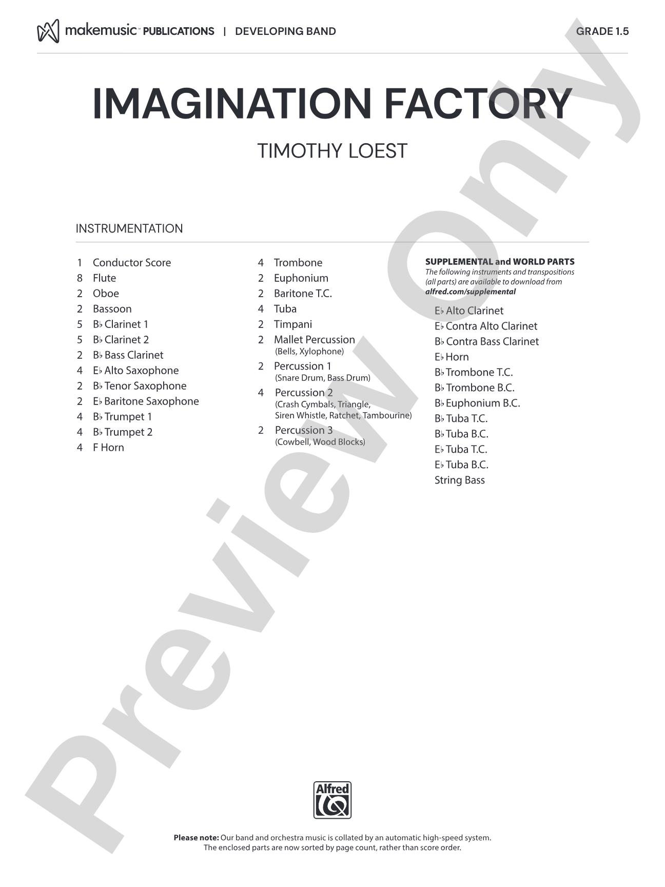 Imagination Factory: Concert Band Conductor Score & Parts
