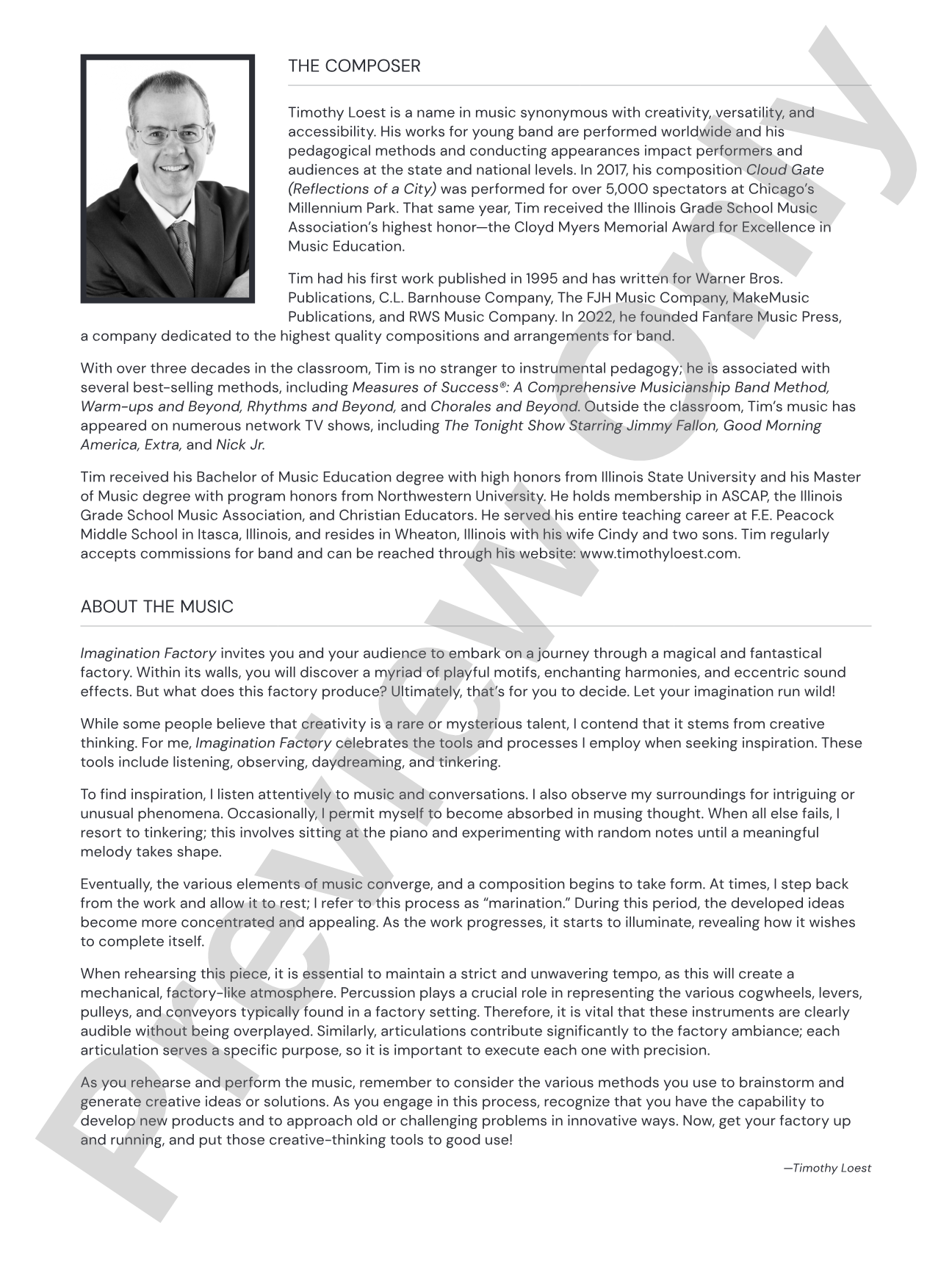 Imagination Factory: Concert Band Conductor Score & Parts