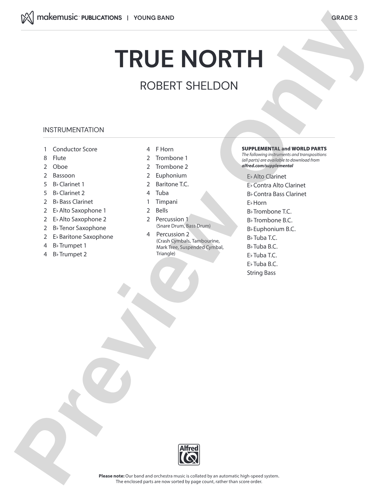 True North: Concert Band Conductor Score & Parts