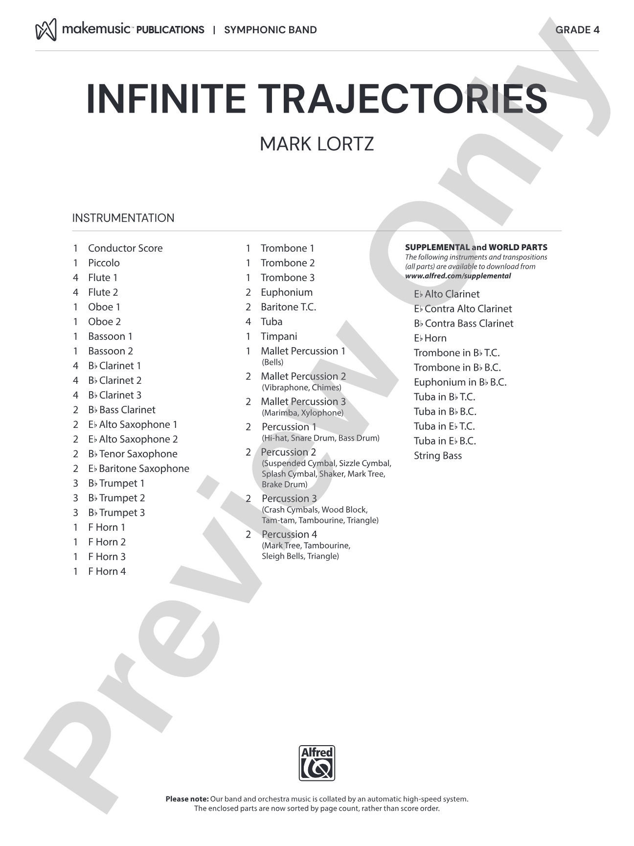 Infinite Trajectories: Concert Band Conductor Score & Parts