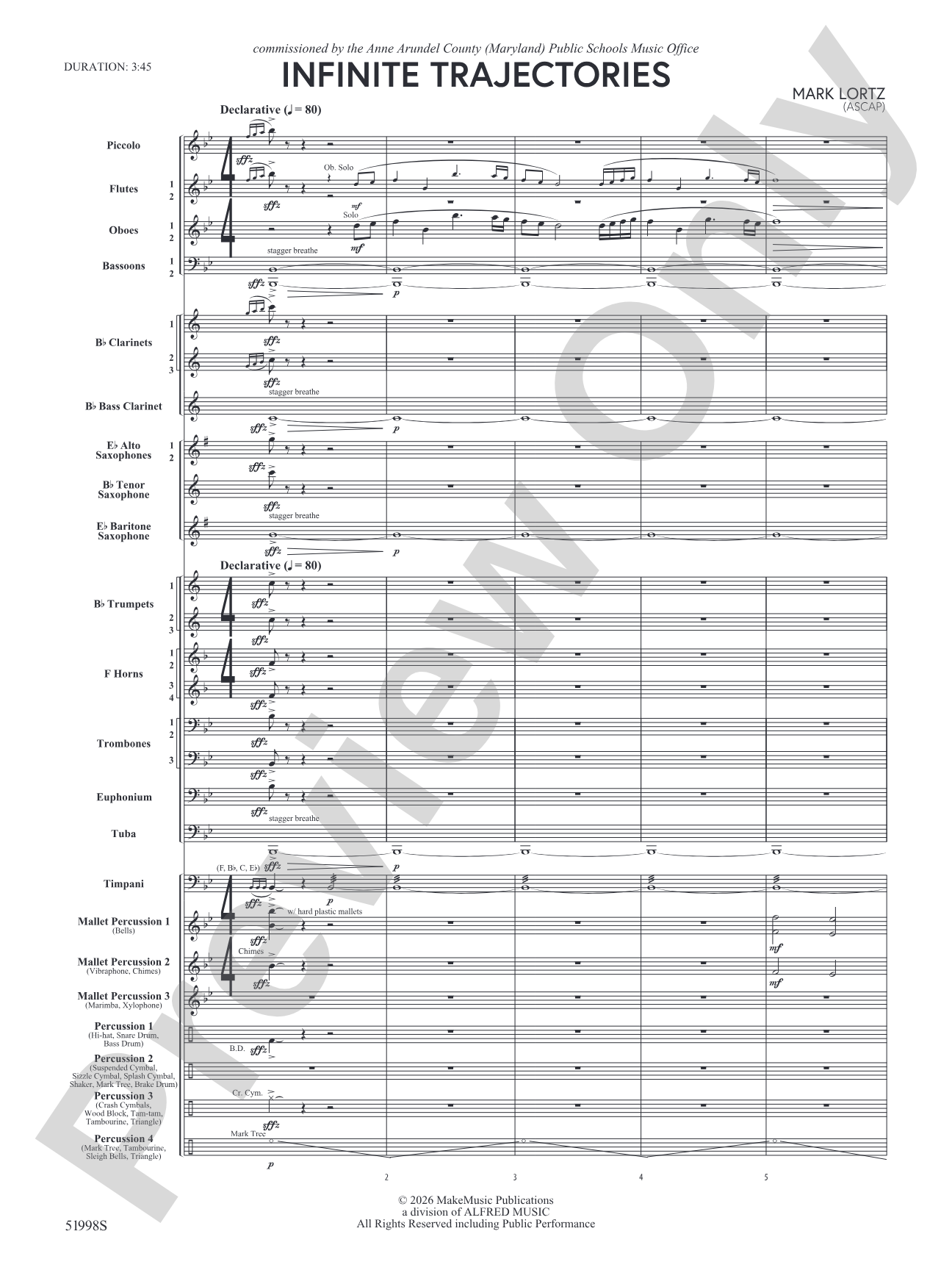 Infinite Trajectories: Concert Band Conductor Score & Parts