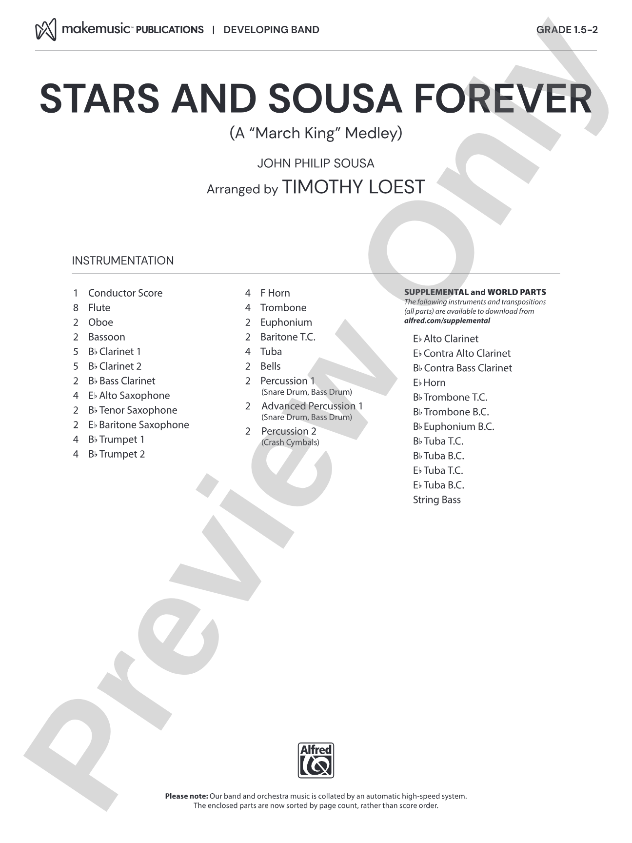 Stars and Sousa Forever: Concert Band Conductor Score & Parts