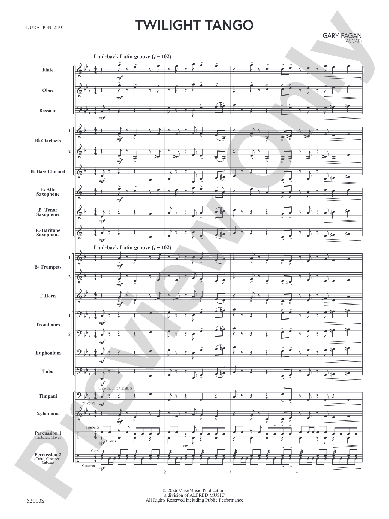 Twilight Tango: Score