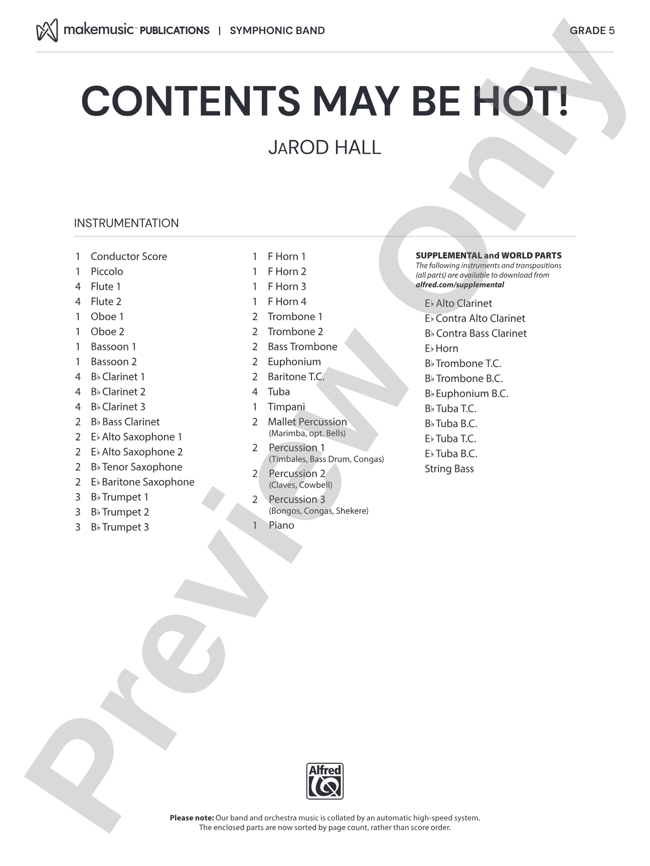 Contents May Be Hot!: Concert Band Conductor Score & Parts