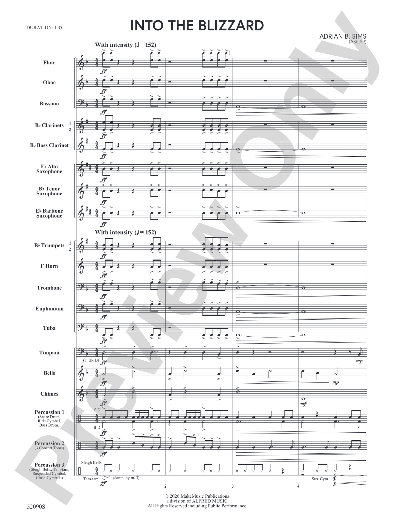 Into the Blizzard: Concert Band Conductor Score & Parts