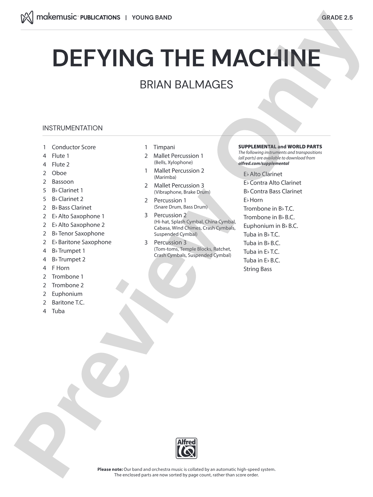 Defying the Machine: Concert Band Conductor Score & Parts