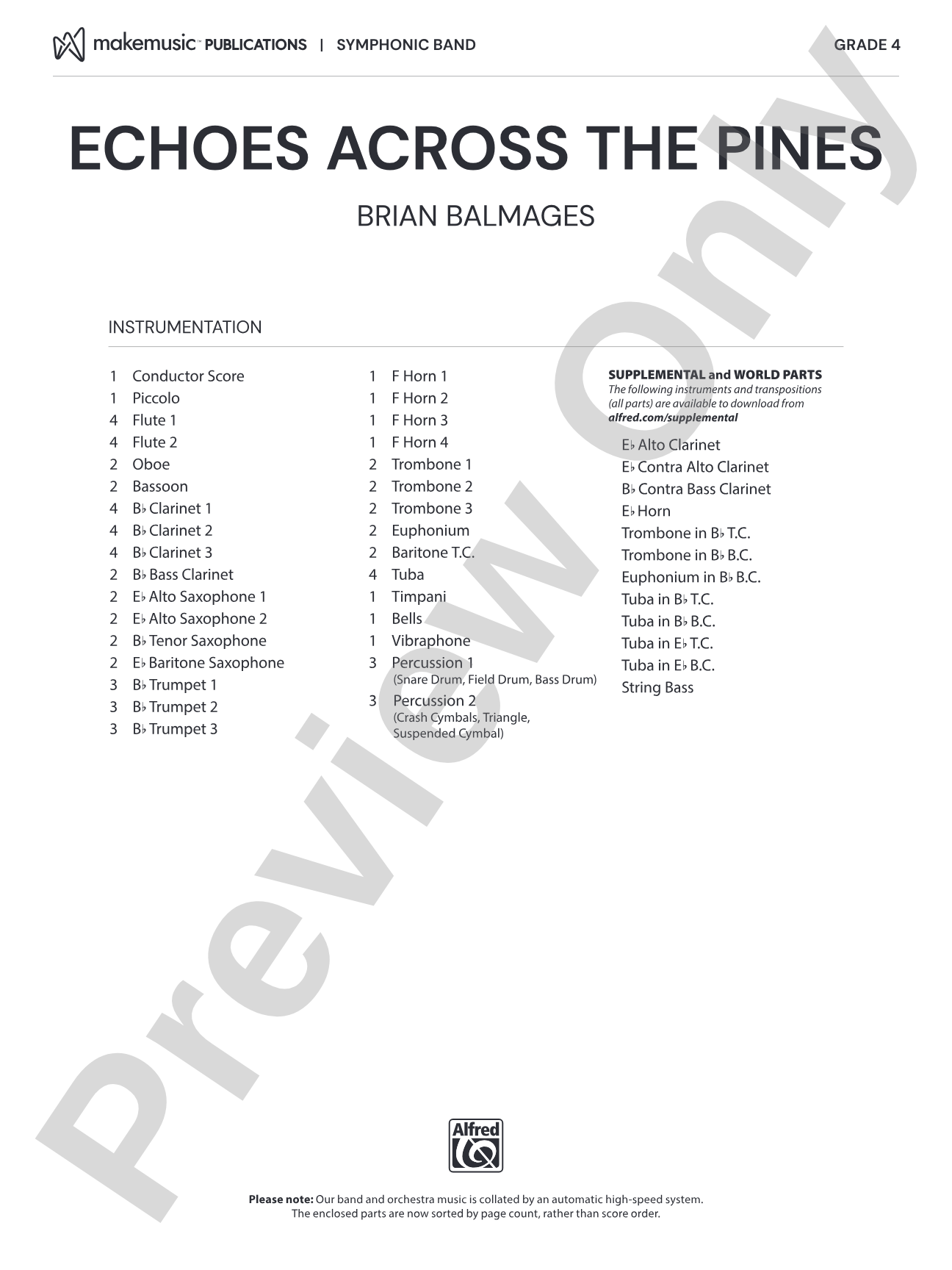Echoes Across the Pines: Concert Band Conductor Score & Parts