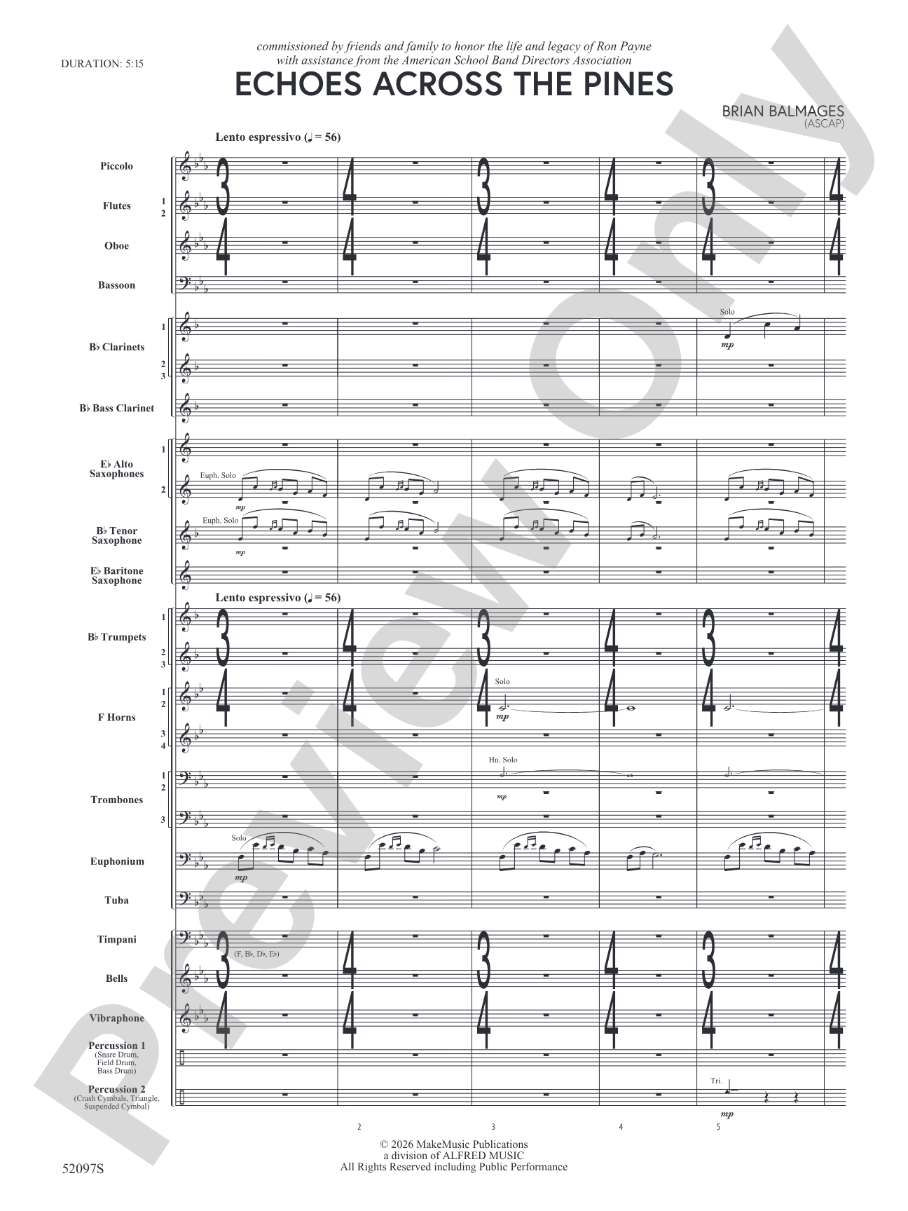 Echoes Across the Pines: Concert Band Conductor Score & Parts