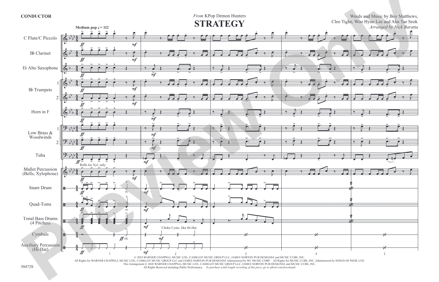 Strategy: Marching Band Conductor Score & Parts