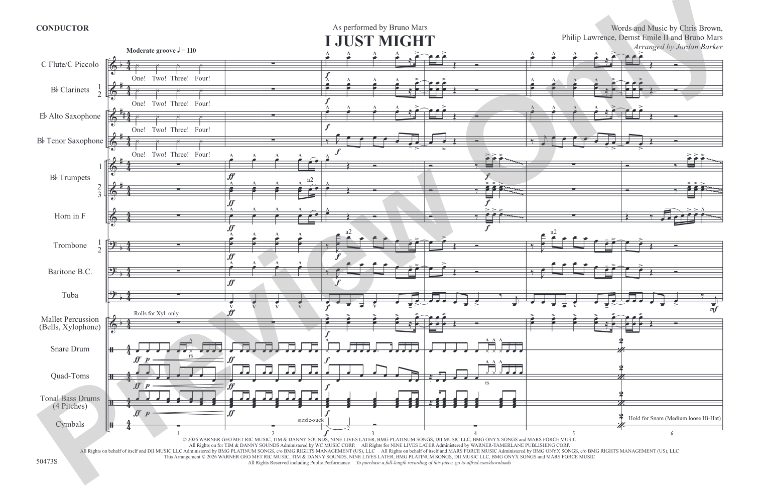 I Just Might: Marching Band Conductor Score & Parts