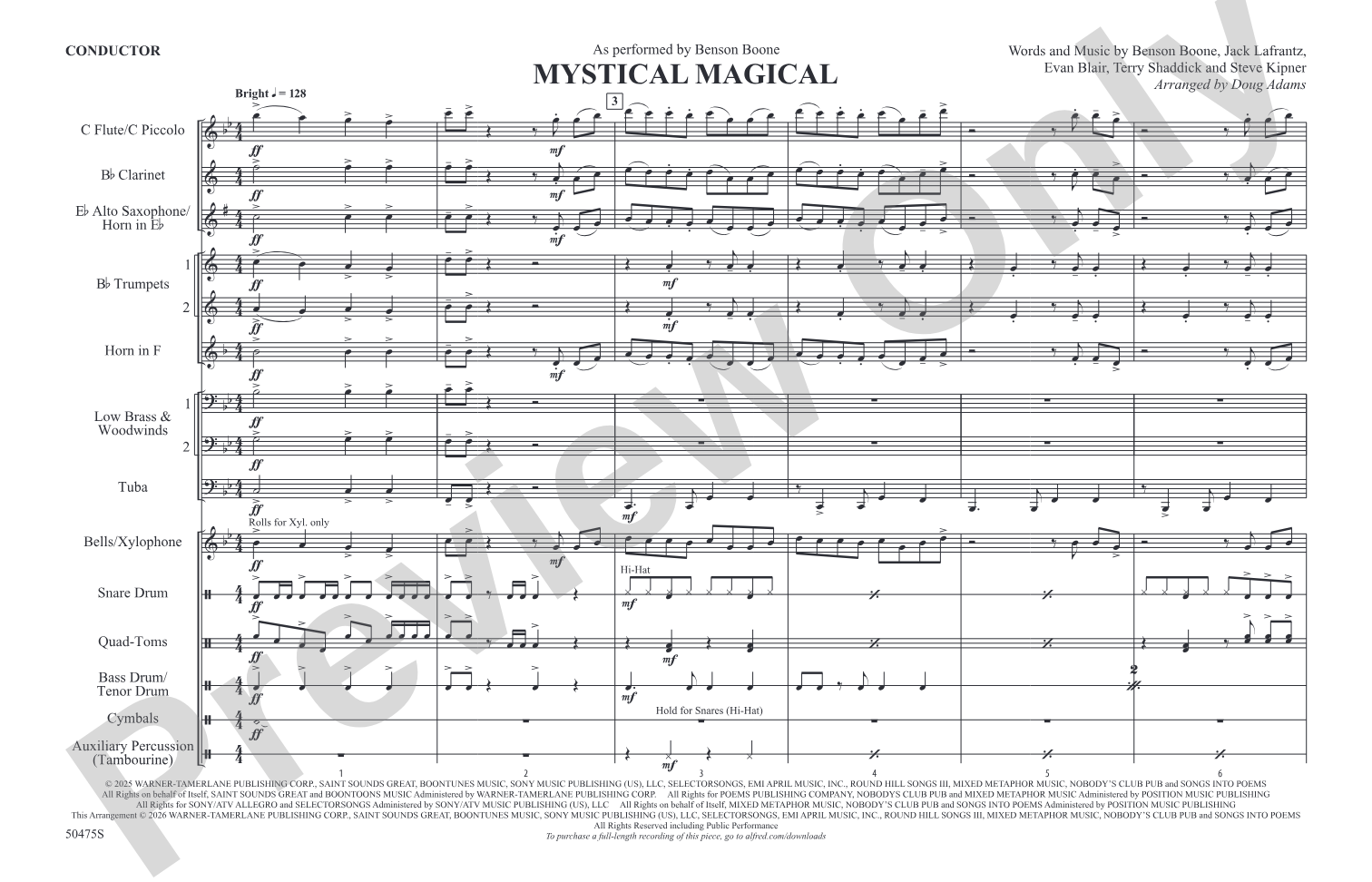 Mystical Magical: Marching Band Conductor Score & Parts