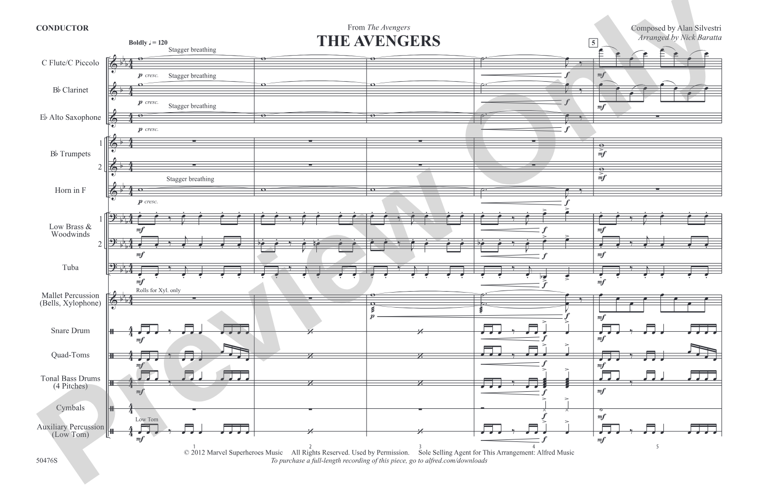 The Avengers: Marching Band Conductor Score & Parts