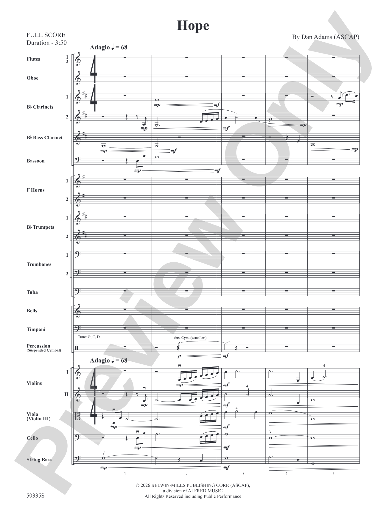 Hope: Full Orchestra Conductor Score & Parts