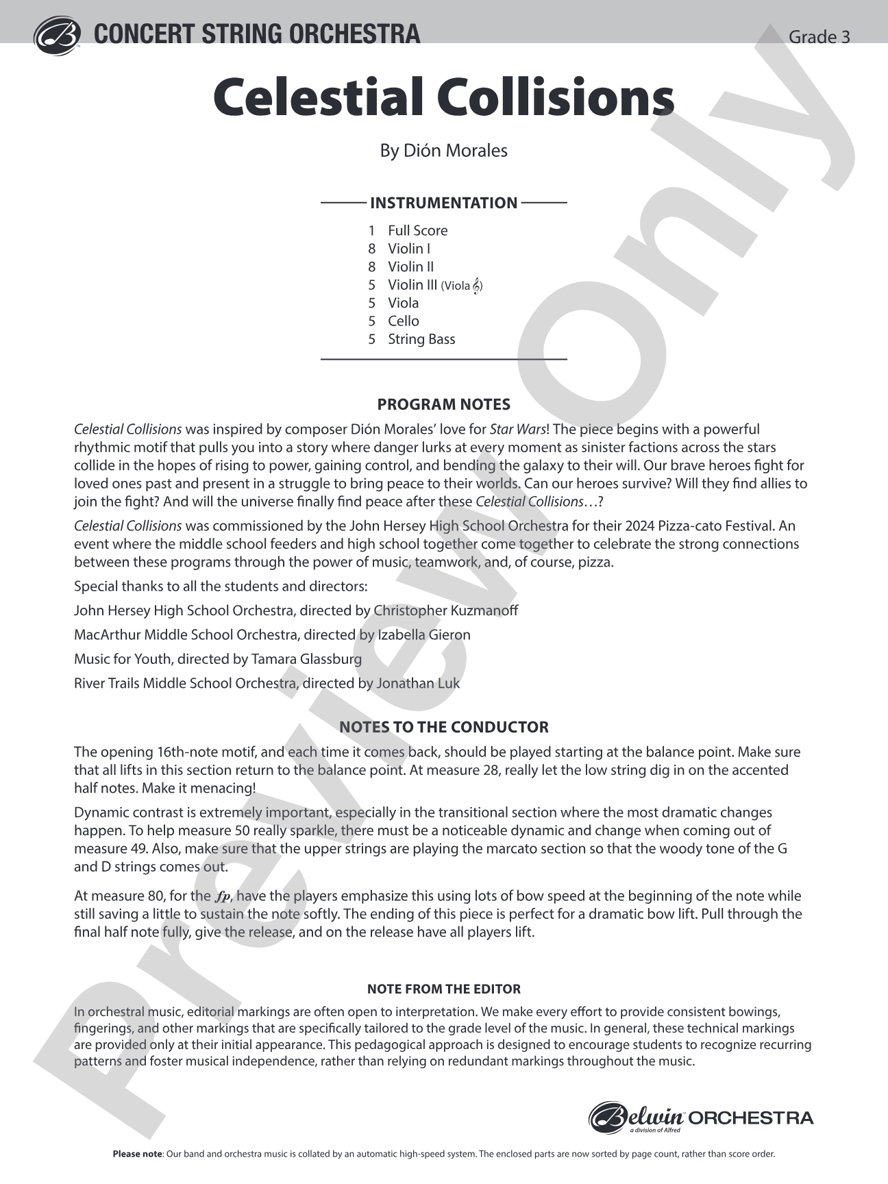 Celestial Collisions: String Orchestra Conductor Score & Parts