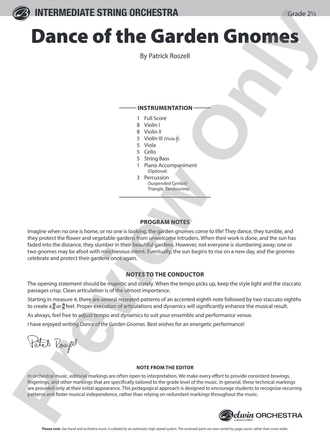 Dance of the Garden Gnomes: String Orchestra Conductor Score & Parts