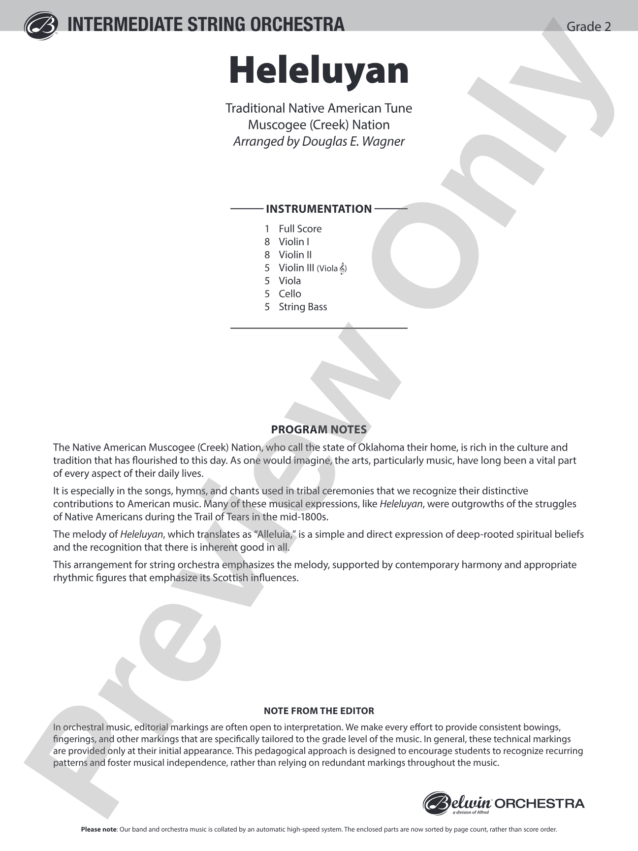 Heleluyan: String Orchestra Conductor Score & Parts
