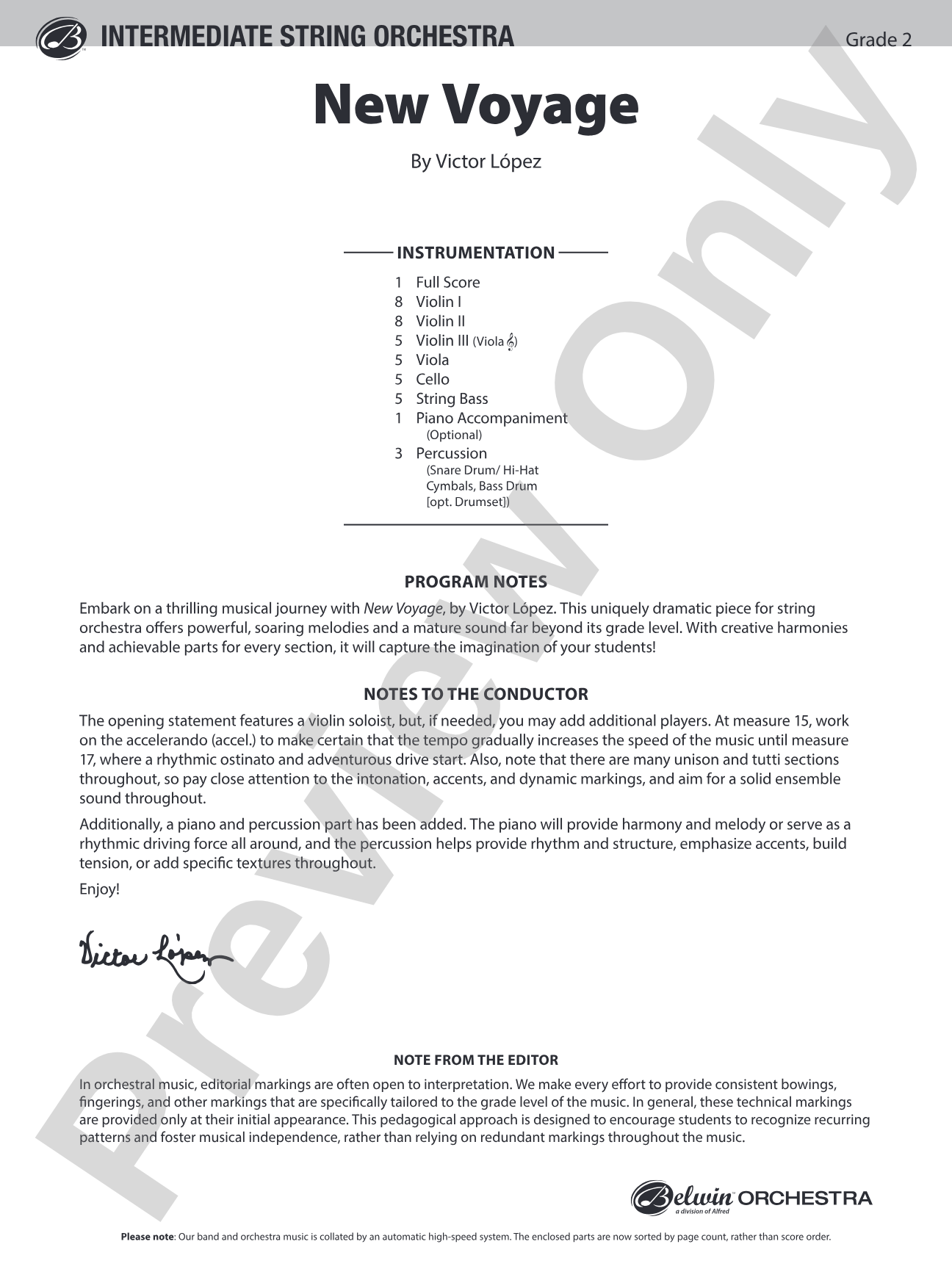 New Voyage: String Orchestra Conductor Score & Parts