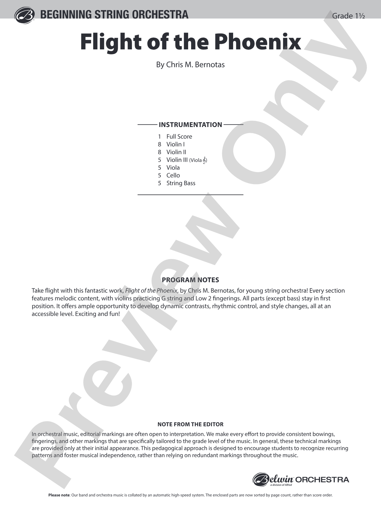 Flight of the Phoenix: String Orchestra Conductor Score & Parts