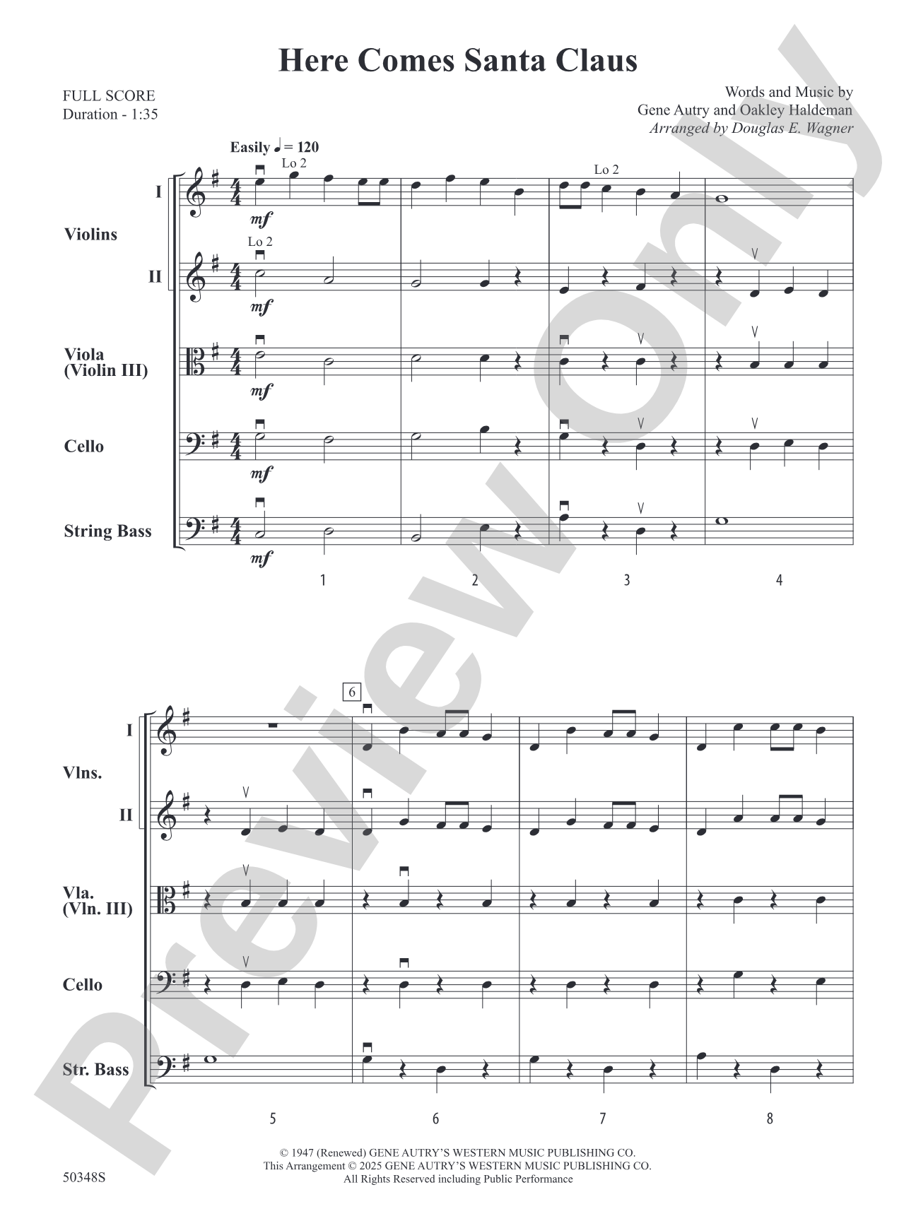Here Comes Santa Claus: String Orchestra Conductor Score & Parts