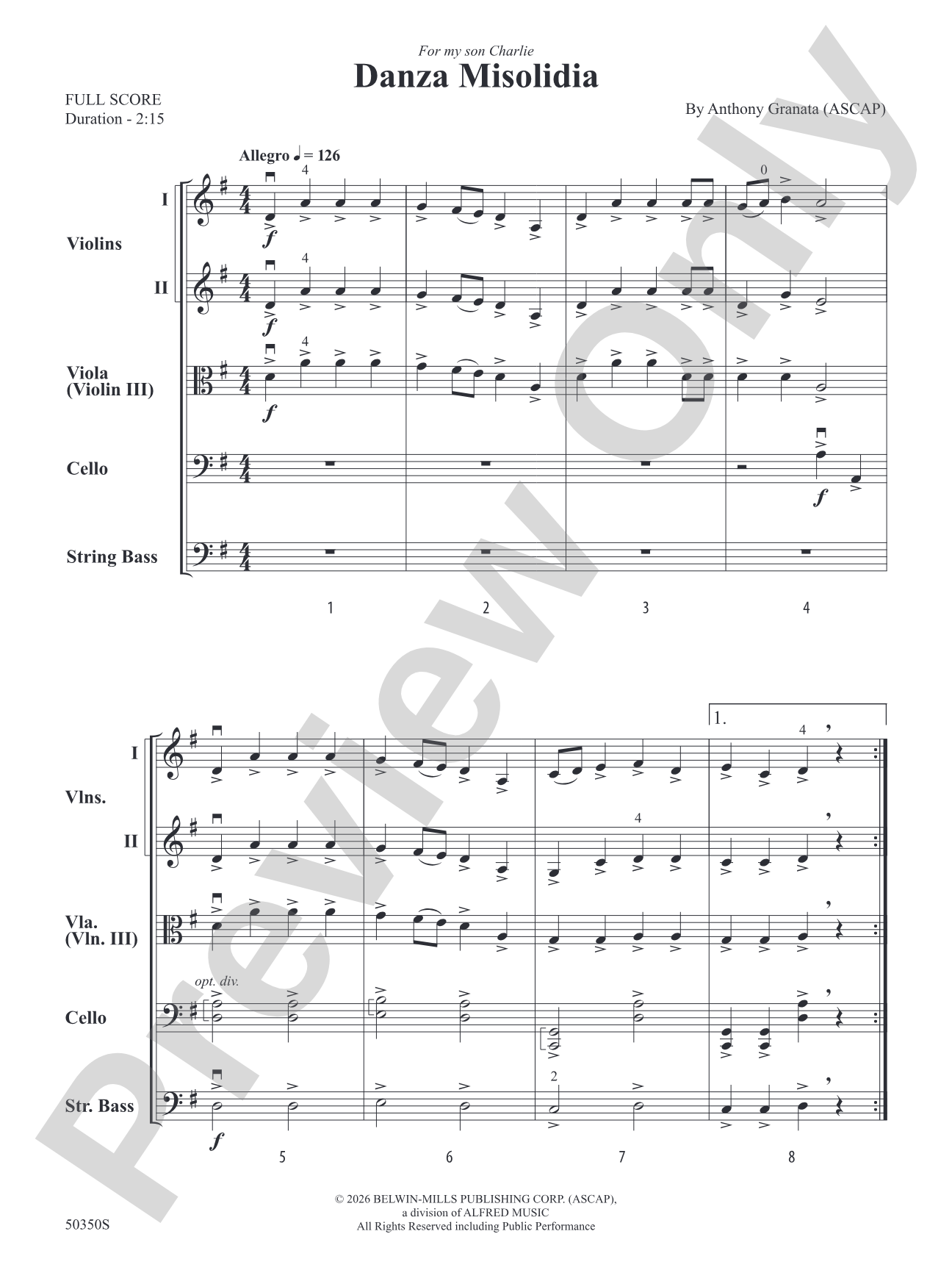 Danza Misolidia: String Orchestra Conductor Score & Parts
