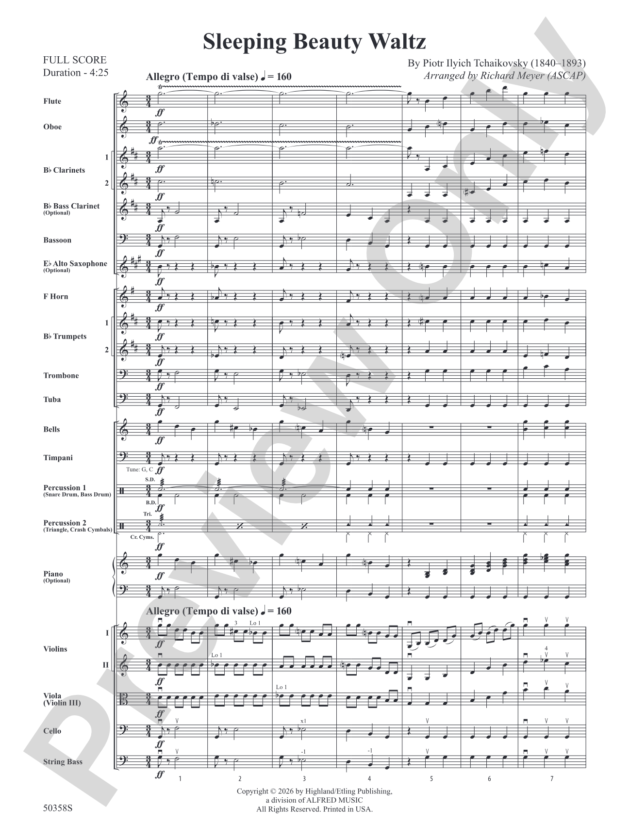 Sleeping Beauty Waltz: Full Orchestra Conductor Score & Parts