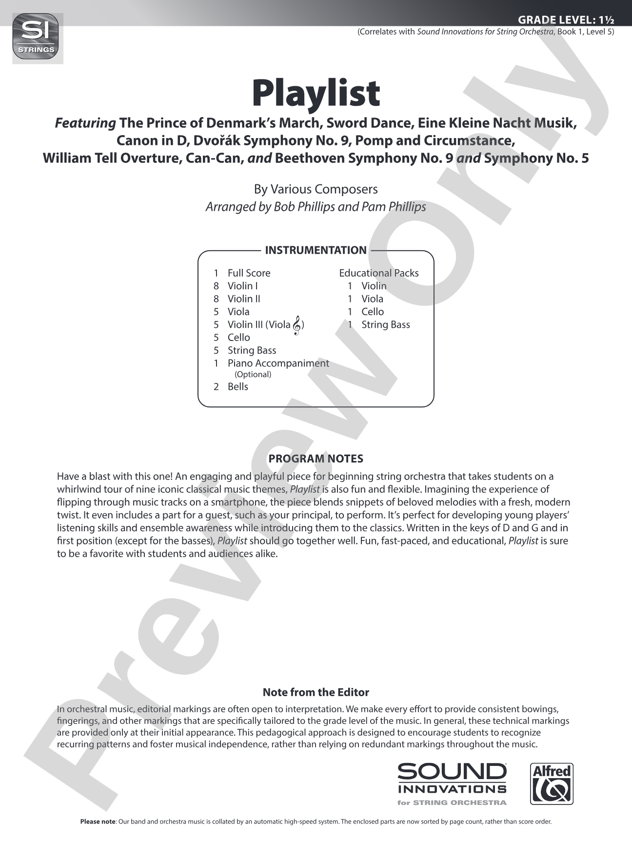 Playlist: String Orchestra Conductor Score & Parts