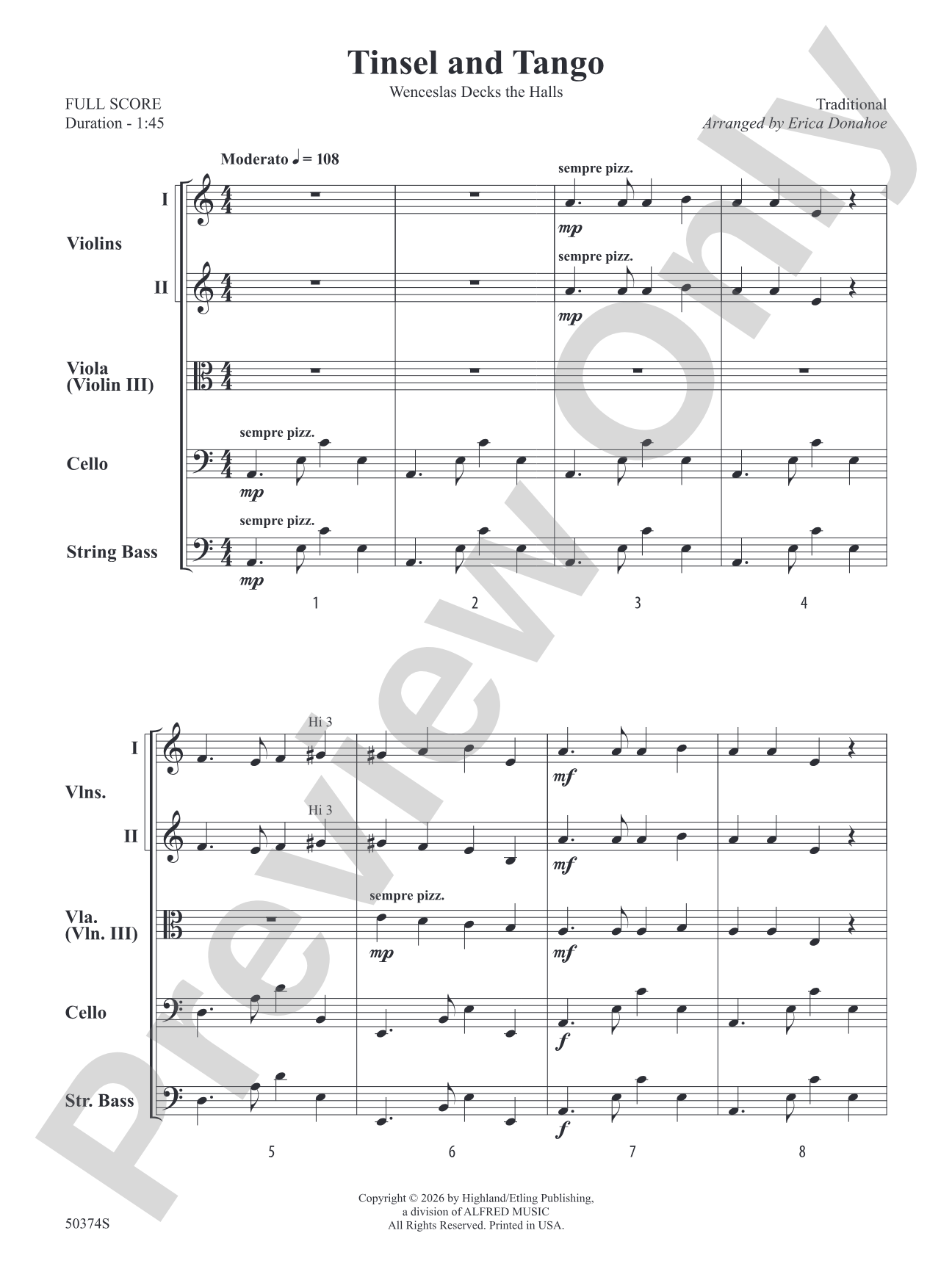 Tinsel and Tango: String Orchestra Conductor Score & Parts