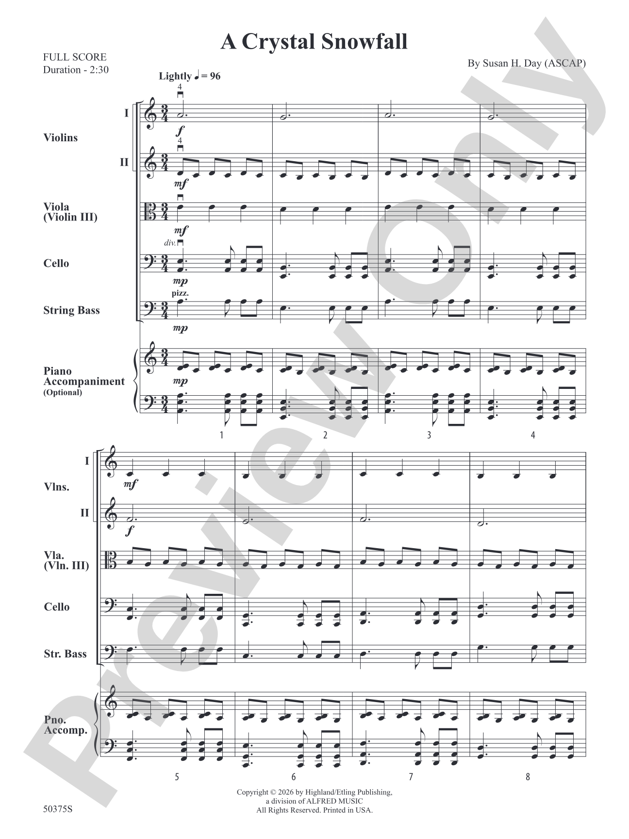A Crystal Snowfall: String Orchestra Conductor Score & Parts