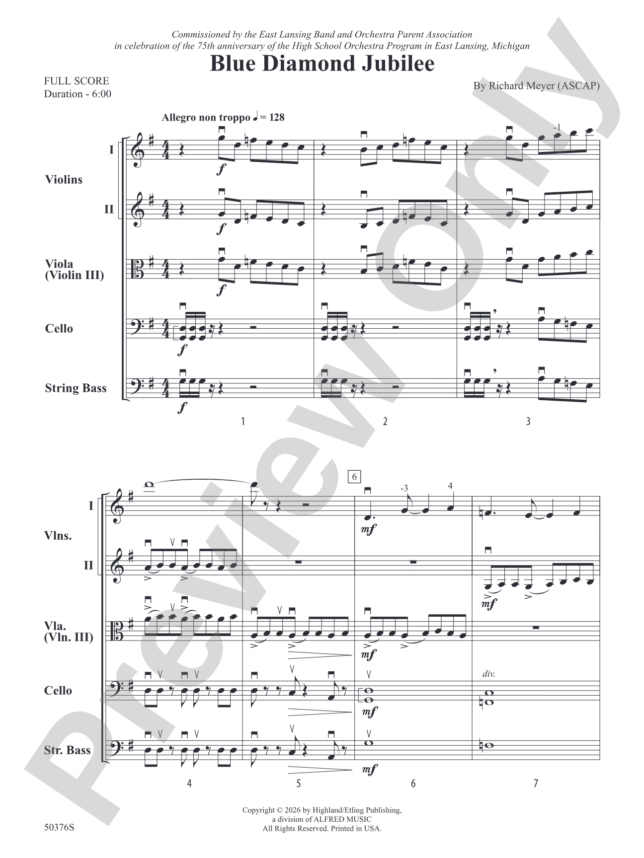 Blue Diamond Jubilee: String Orchestra Conductor Score & Parts