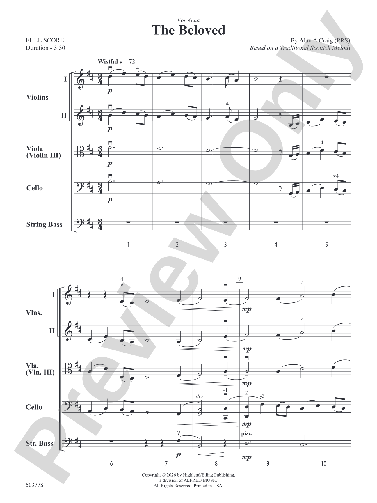 The Beloved: String Orchestra Conductor Score & Parts