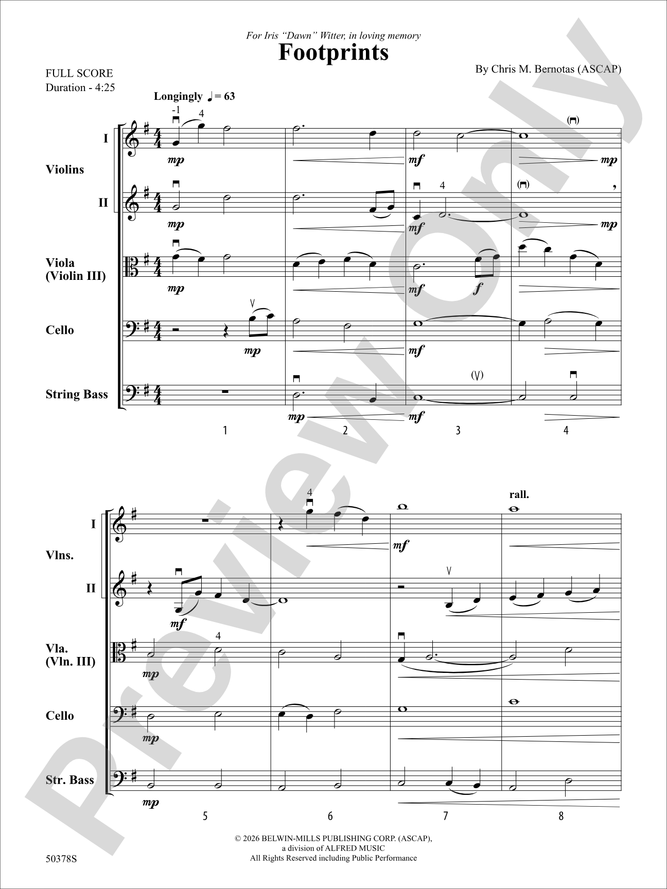 Footprints: String Orchestra Conductor Score & Parts