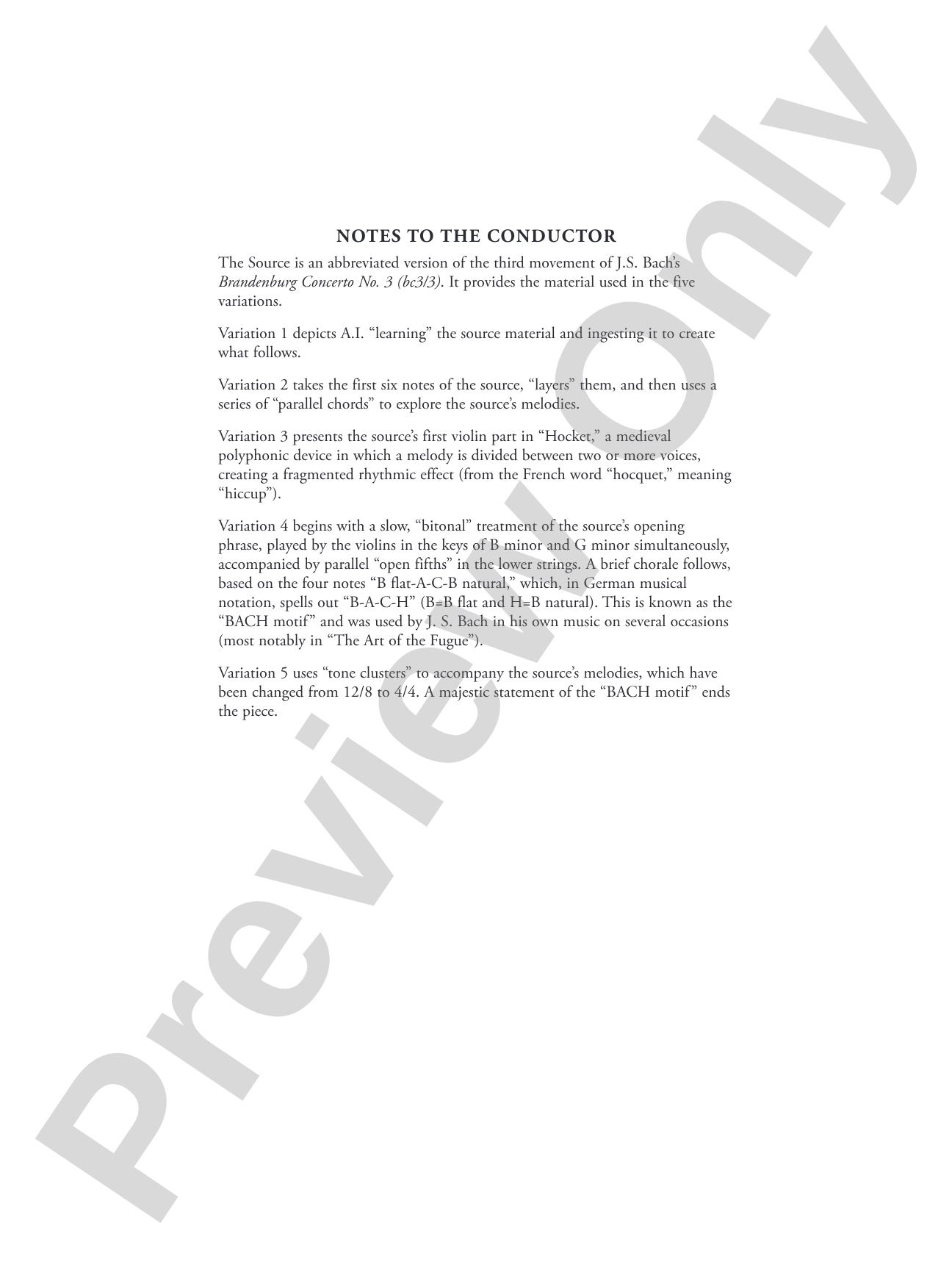 A.I. Recomposes J.S.: String Orchestra Conductor Score & Parts