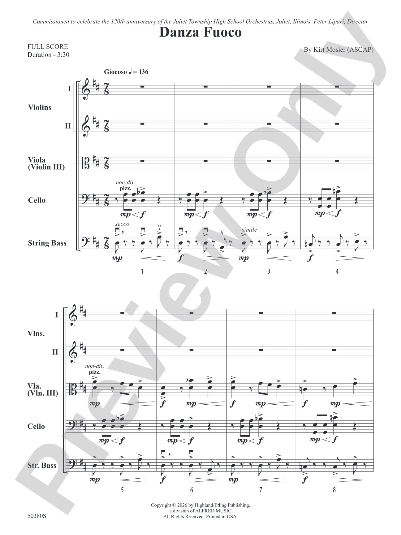 Danza Fuoco: String Orchestra Conductor Score & Parts