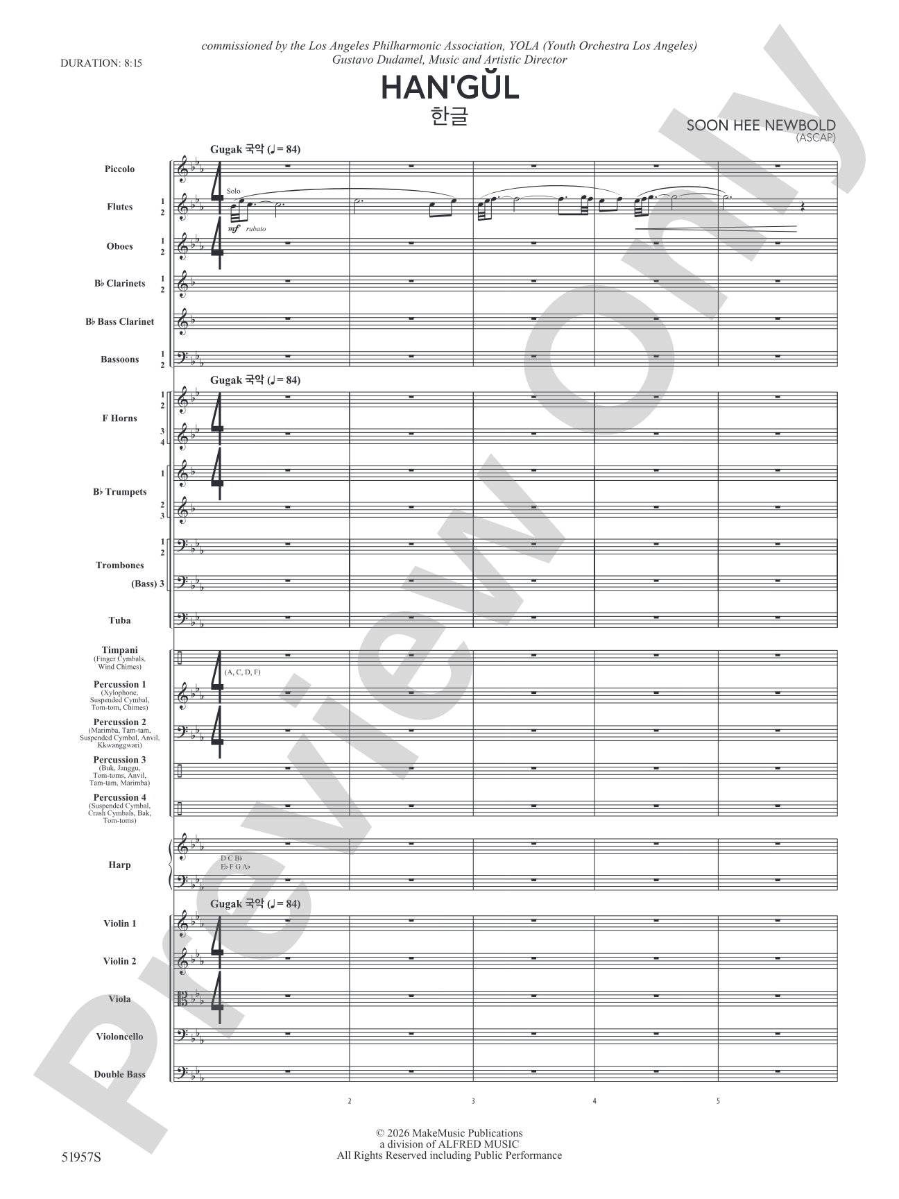 Han'gul: Full Orchestra Conductor Score & Parts