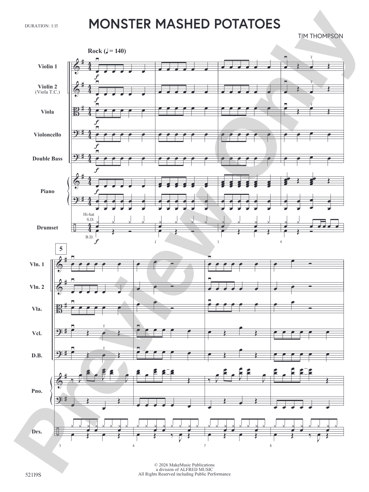 Monster Mashed Potatoes: String Orchestra Conductor Score & Parts