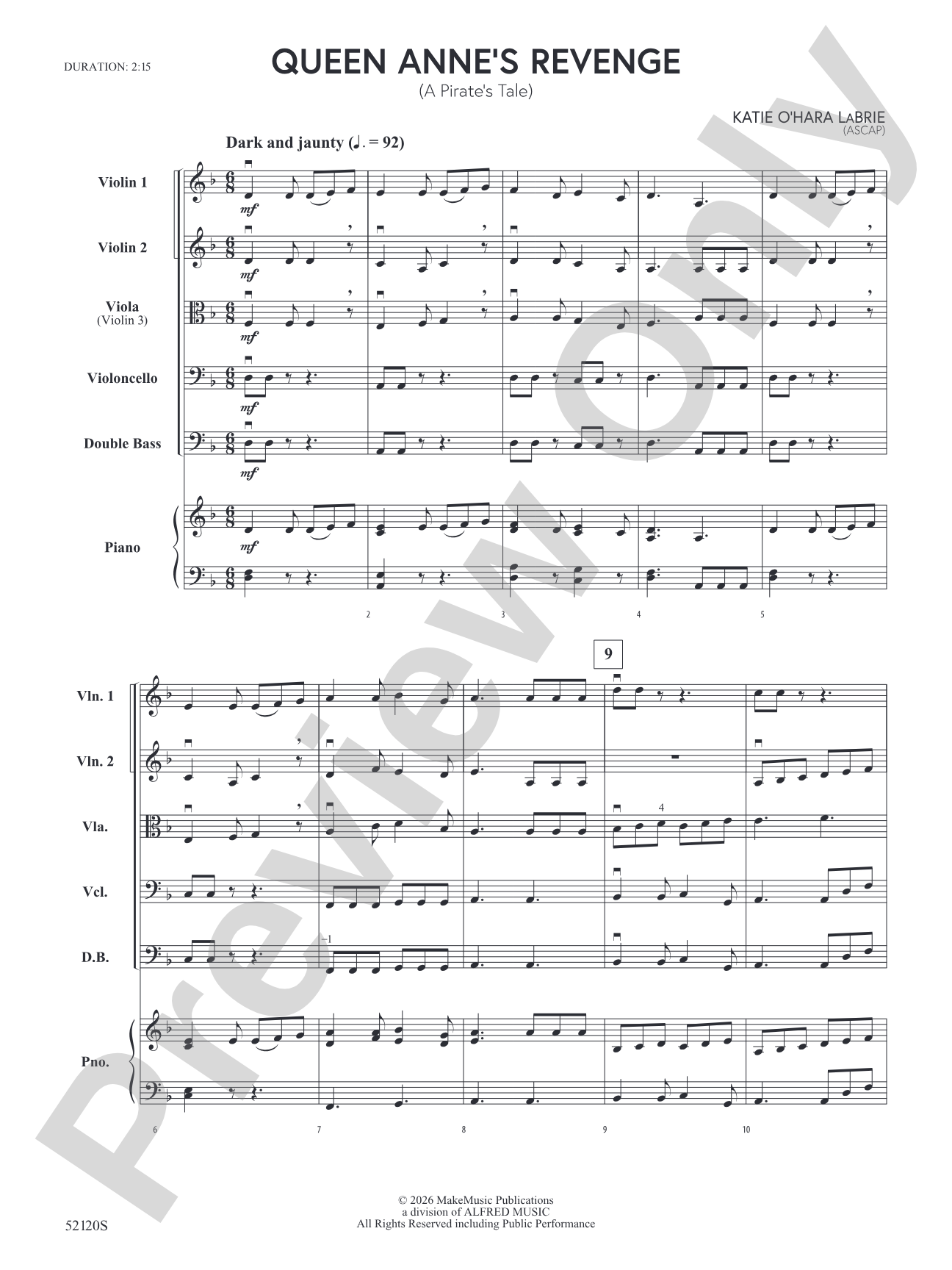 Queen Anne's Revenge: String Orchestra Conductor Score & Parts