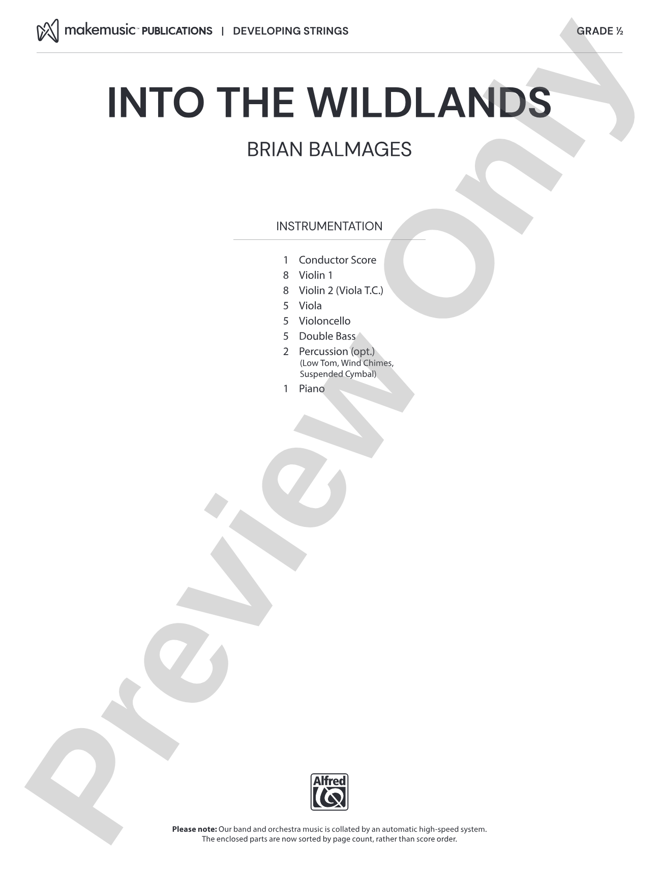 Into the Wildlands: String Orchestra Conductor Score & Parts