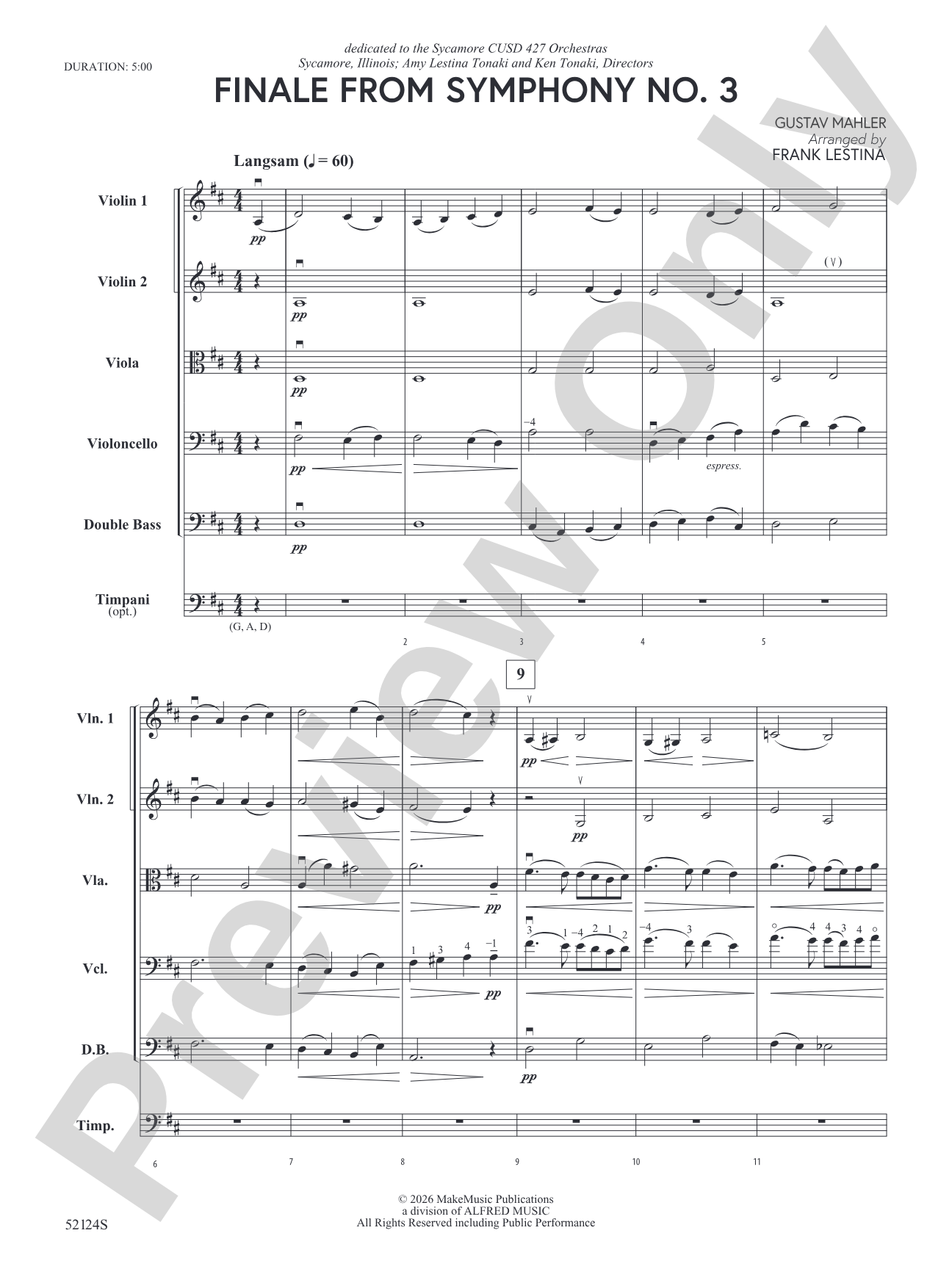 Finale From Symphony No. 3: String Orchestra Conductor Score & Parts