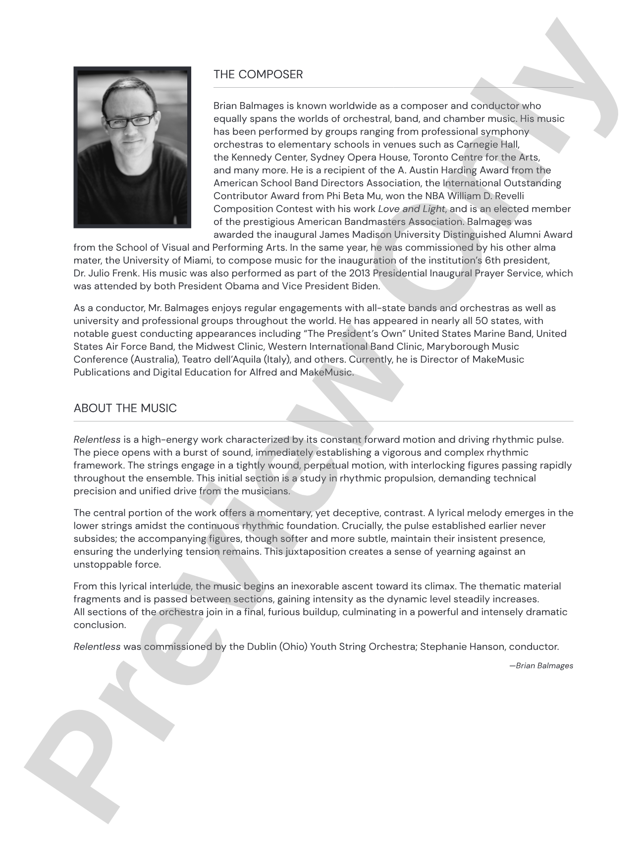 Relentless: String Orchestra Conductor Score & Parts