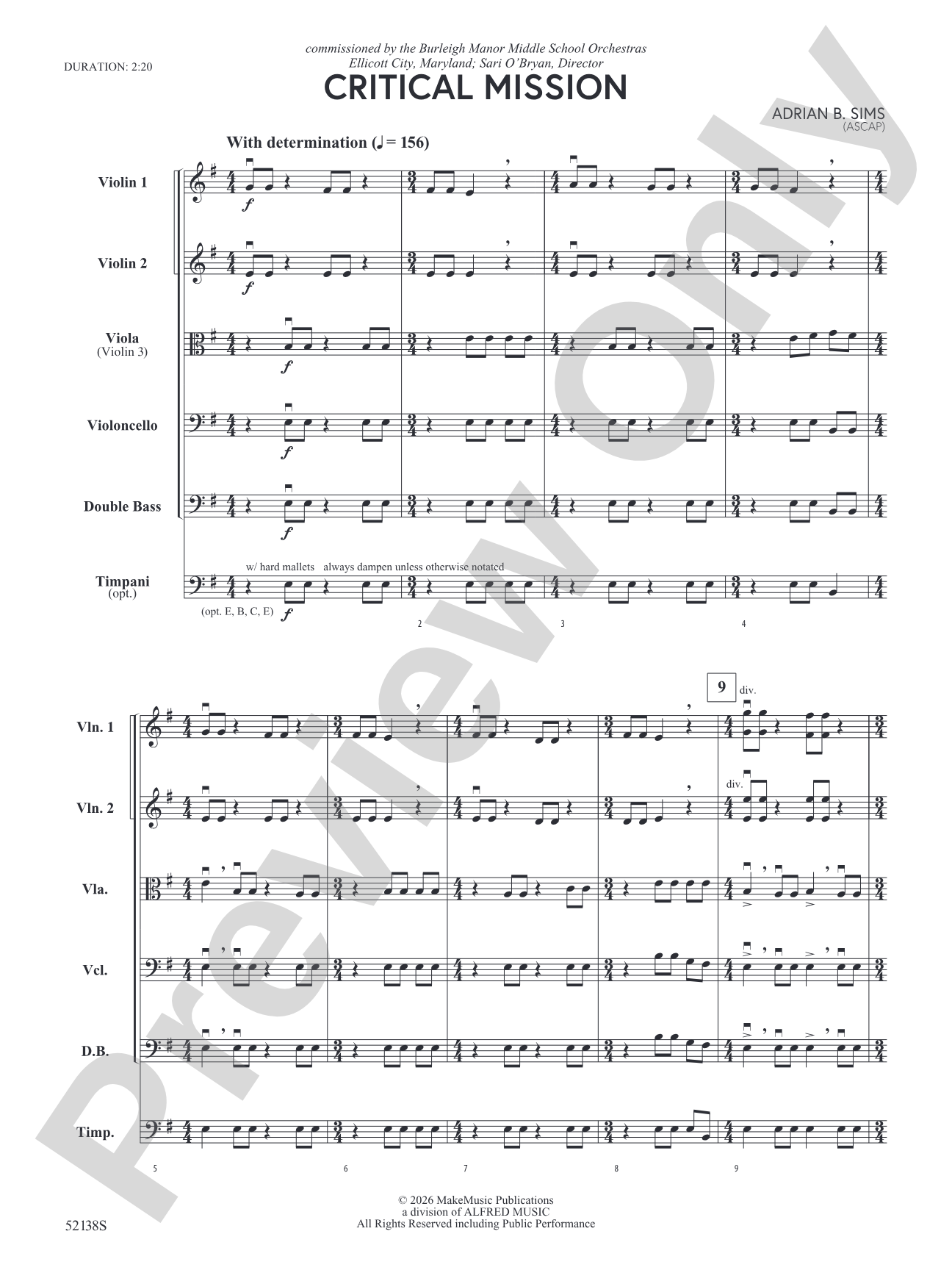 Critical Mission: String Orchestra Conductor Score & Parts