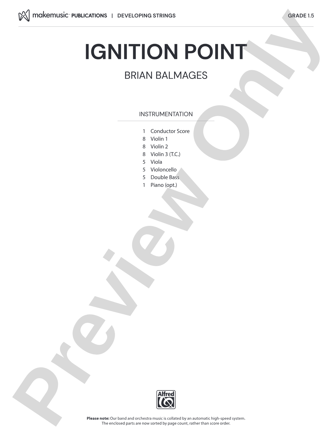 Ignition Point: String Orchestra Conductor Score & Parts