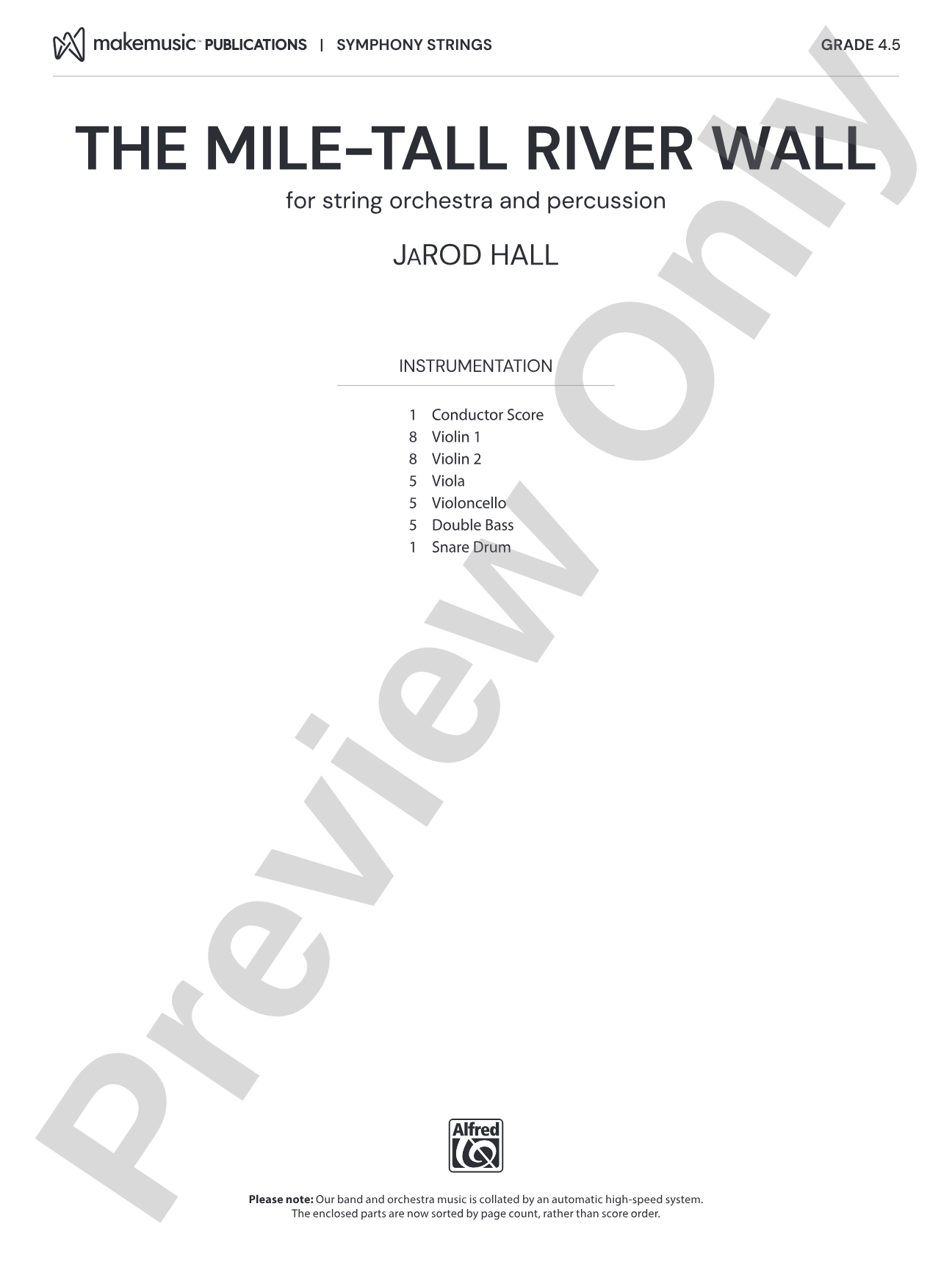 The Mile-Tall River Wall: String Orchestra Conductor Score & Parts