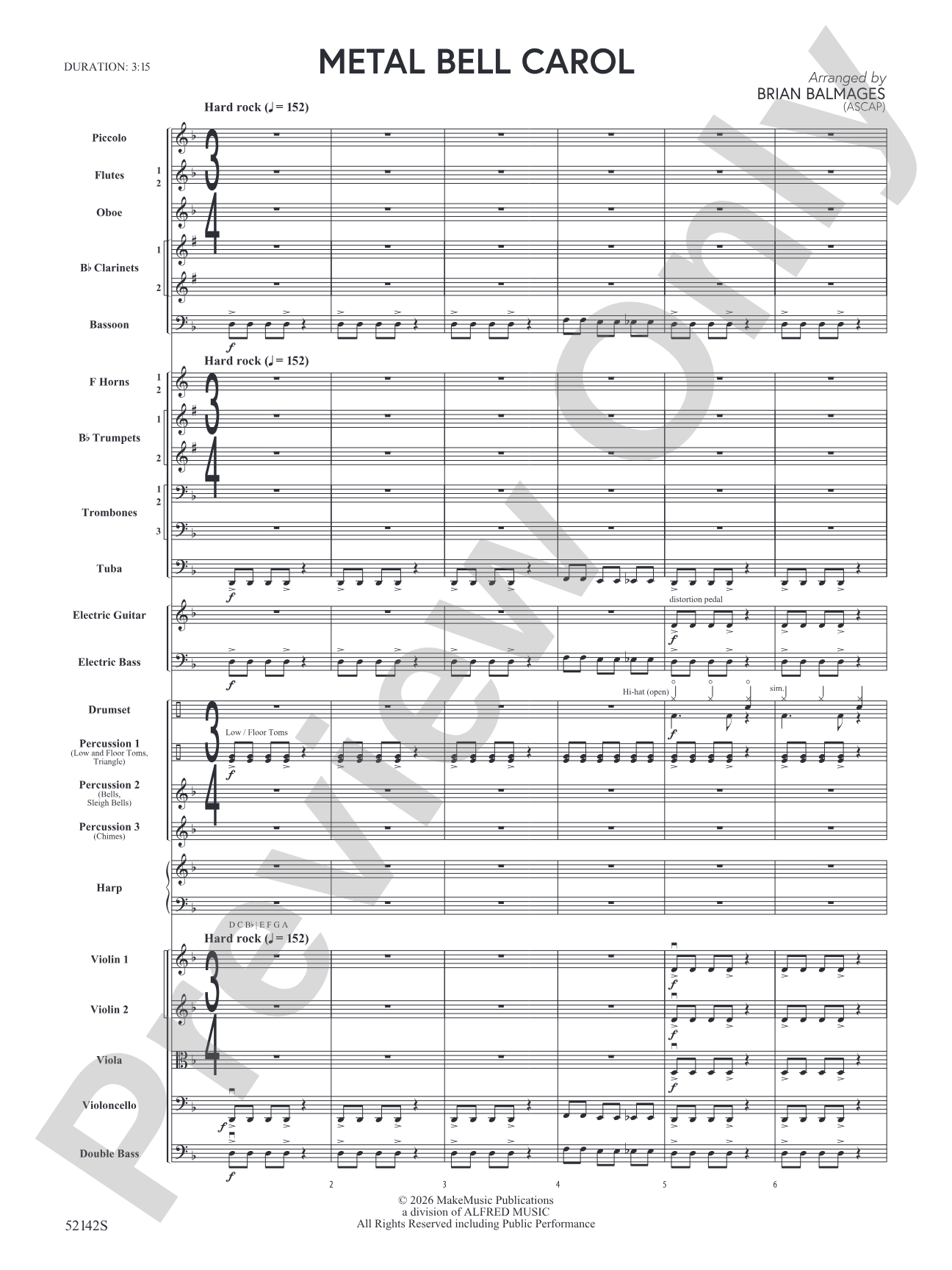 Metal Bell Carol: Full Orchestra Conductor Score & Parts