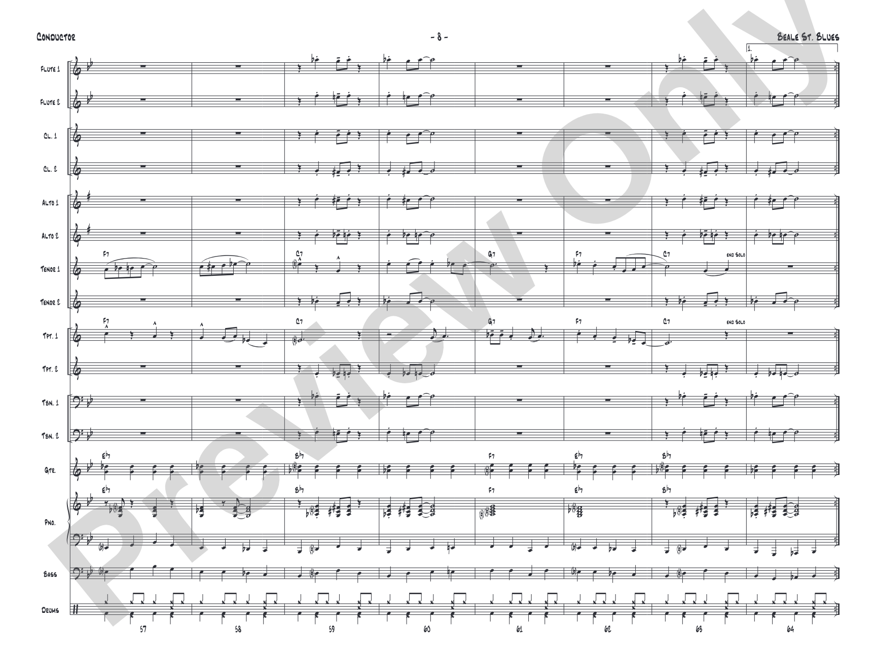 Beale St. Blues: Jazz Ensemble Conductor Score & Parts