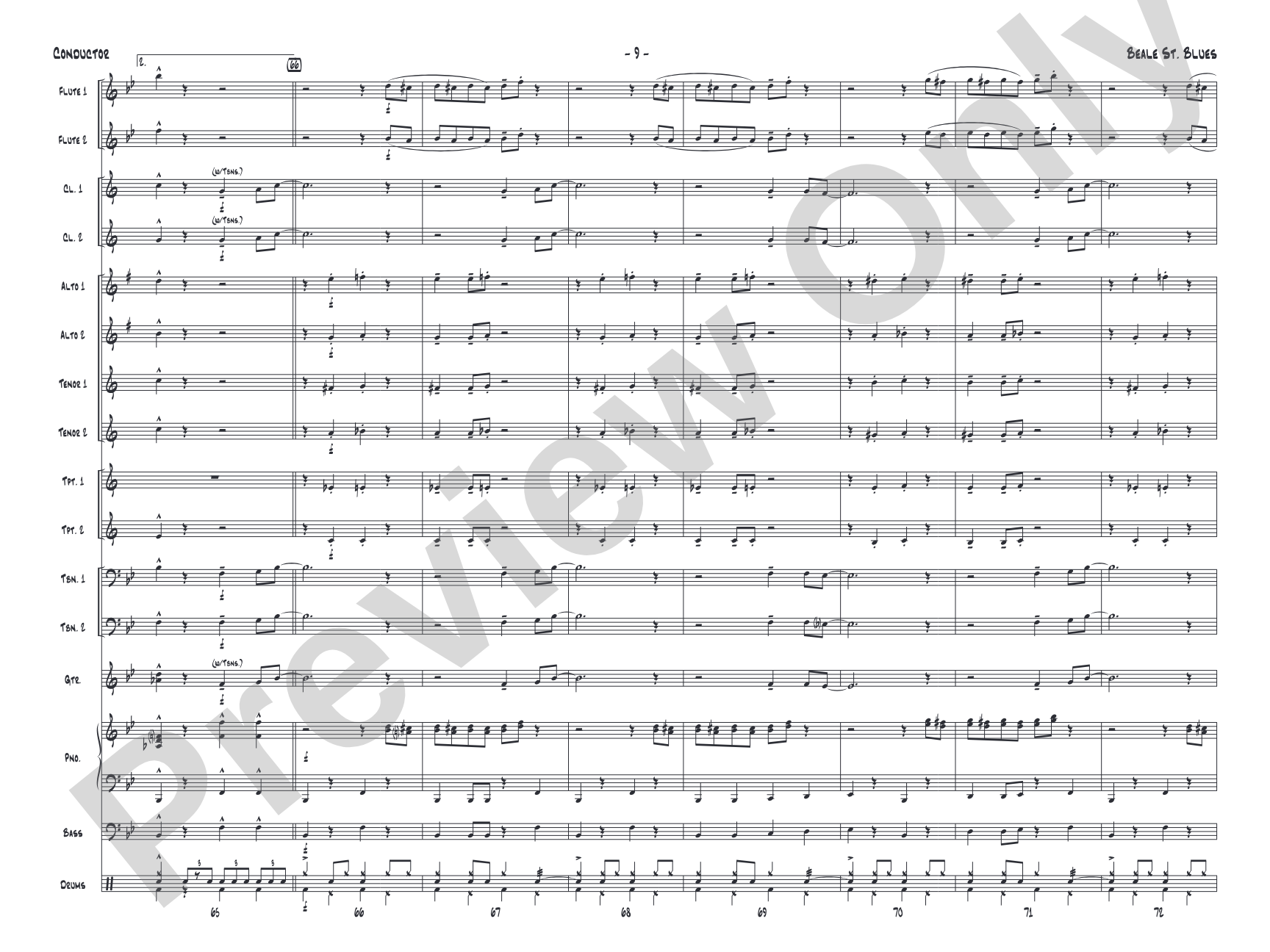 Beale St. Blues: Jazz Ensemble Conductor Score & Parts