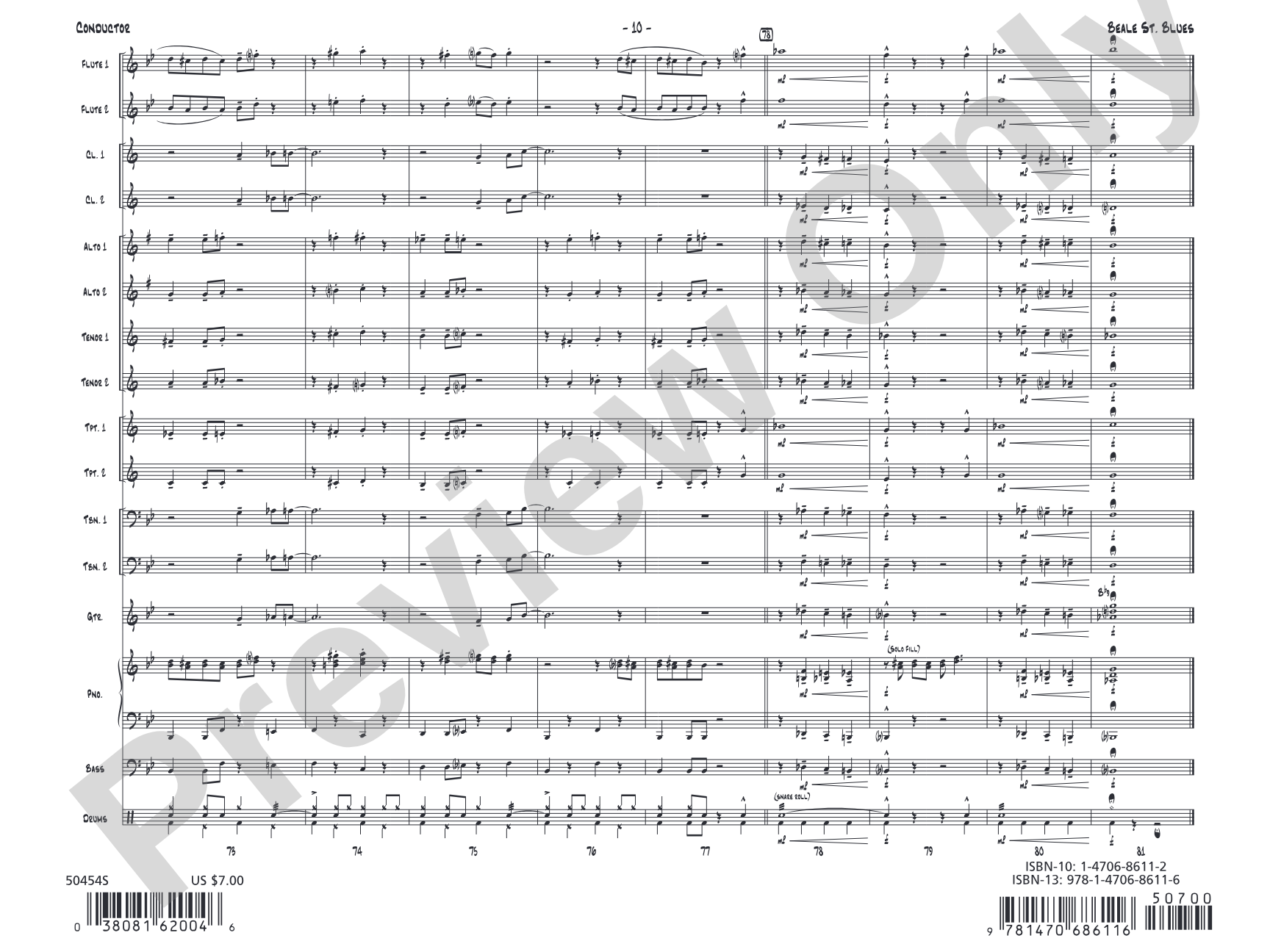 Beale St. Blues: Jazz Ensemble Conductor Score & Parts