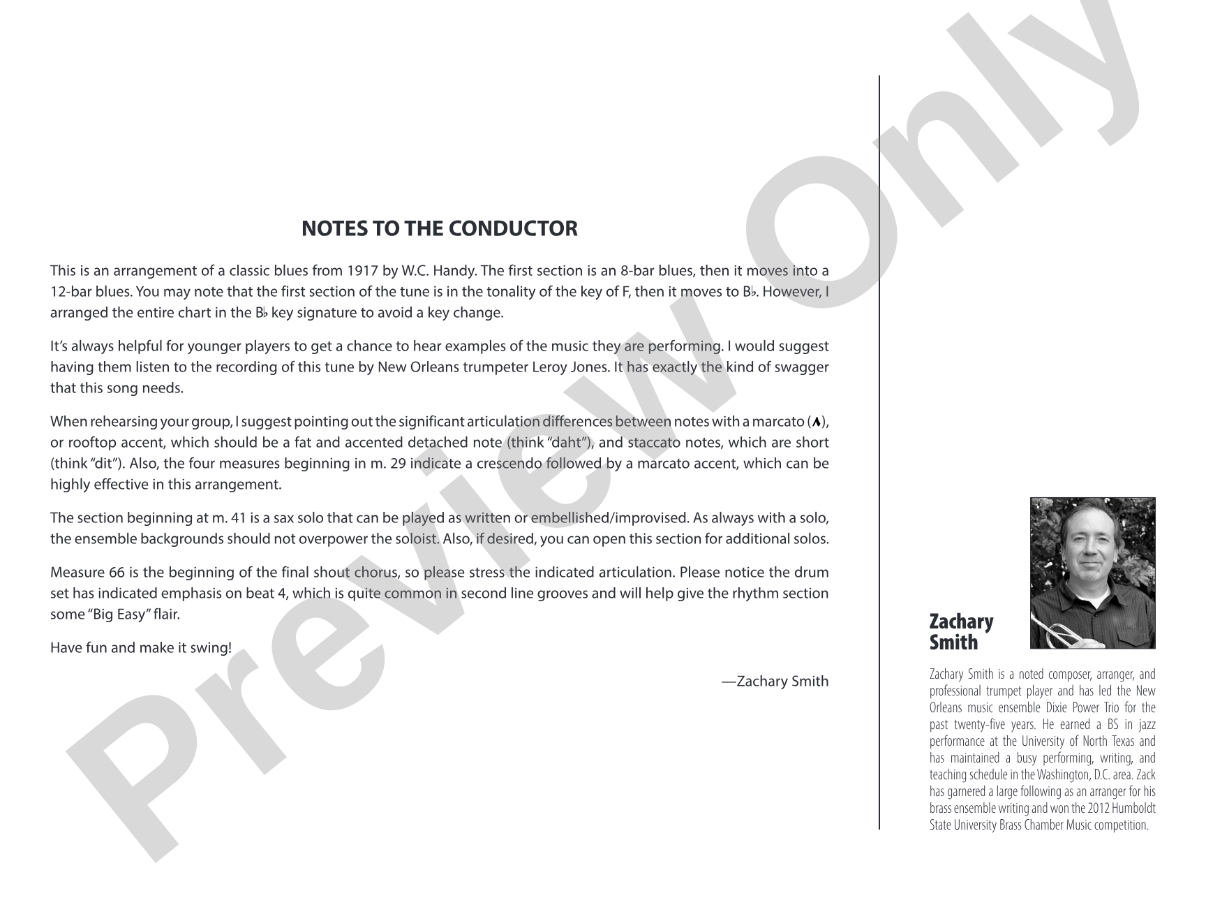Beale St. Blues: Jazz Ensemble Conductor Score & Parts